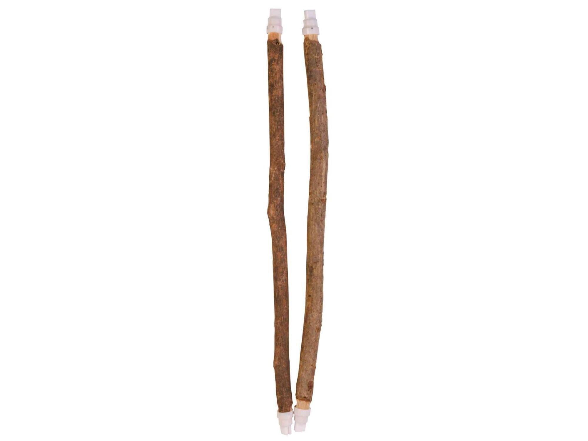 To Trixie Burpinne i natur, 35 cm, av ubehandlet tre med hvite plastfester.