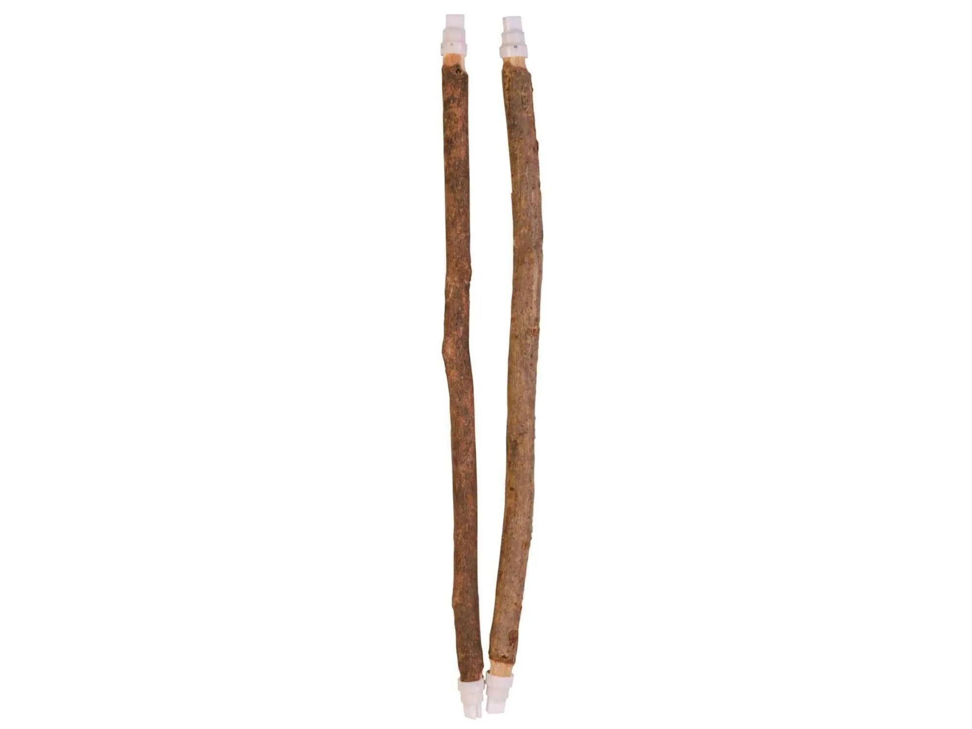 To Trixie Burpinne i natur, 35 cm, av ubehandlet tre med hvite plastfester.