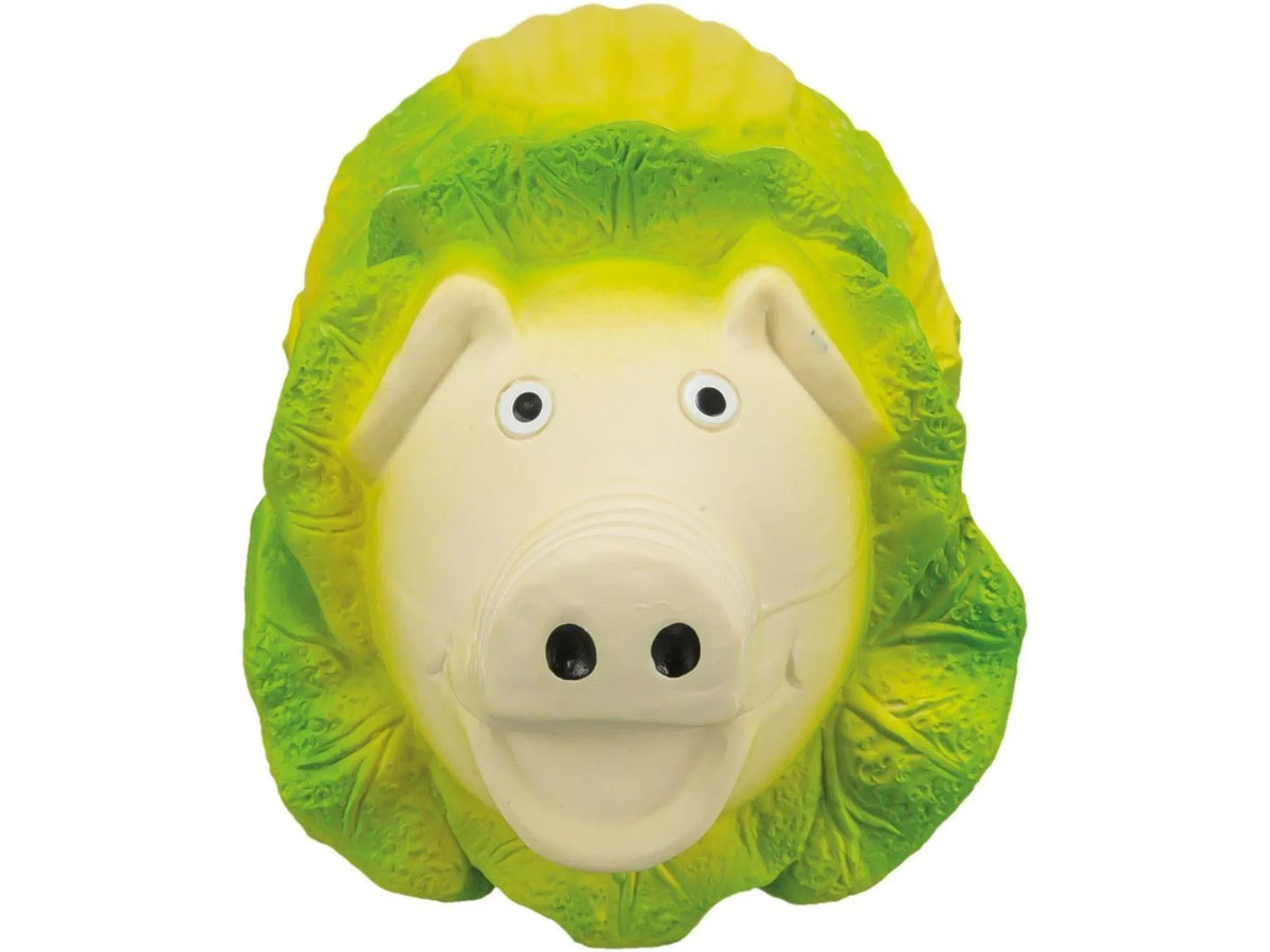 Trixie Cabbage-pig 23 cm, lysegrønn lateks hundeleke med pipelyd.