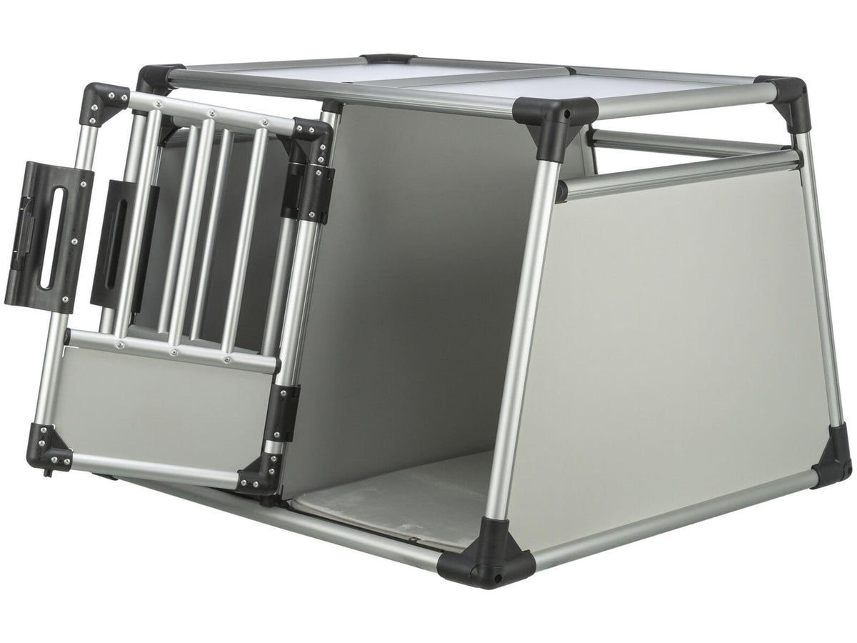 Trixie Dobbelt transportbur Aluminium M/L sølv/grå