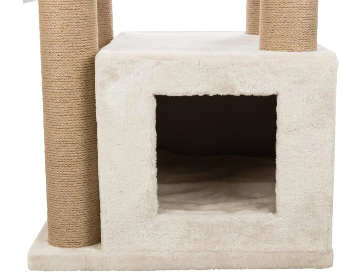 Trixie Elia XXL klorestativ med beige sisalstolper og myke, kremfargede huler og plattformer for katter.