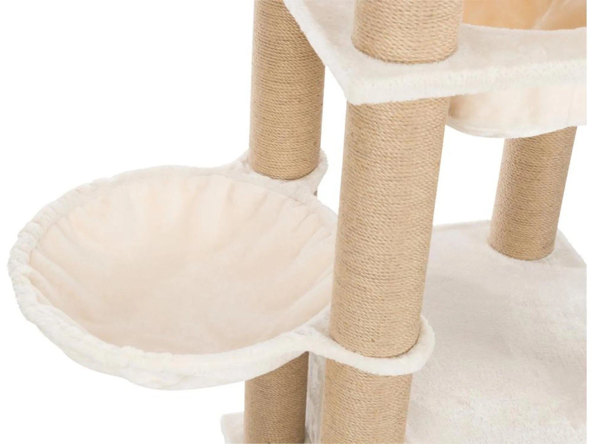 Trixie Elia XXL klorestativ i beige med sisalstolper, myke plattformer og en hengekøye for katter.