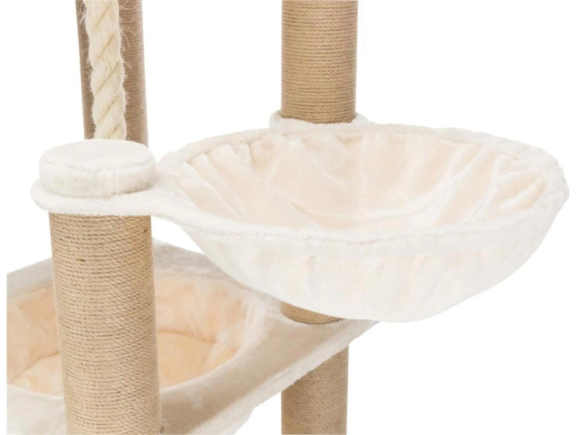 Trixie Elia XXL klorestativ med beige sisalstolper og myke, kremfargede hengekøyer for katter.