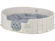 Trixie Emelie Katteseng i Filt – Oval 50 × 42 cm Sand/Grå