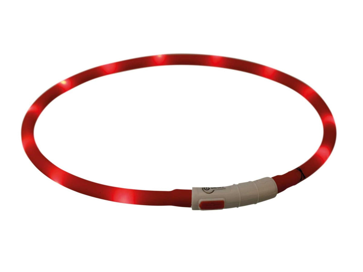 Trixie Flash Lysende halsbånd USB Click – Silikon Rød XS–XL