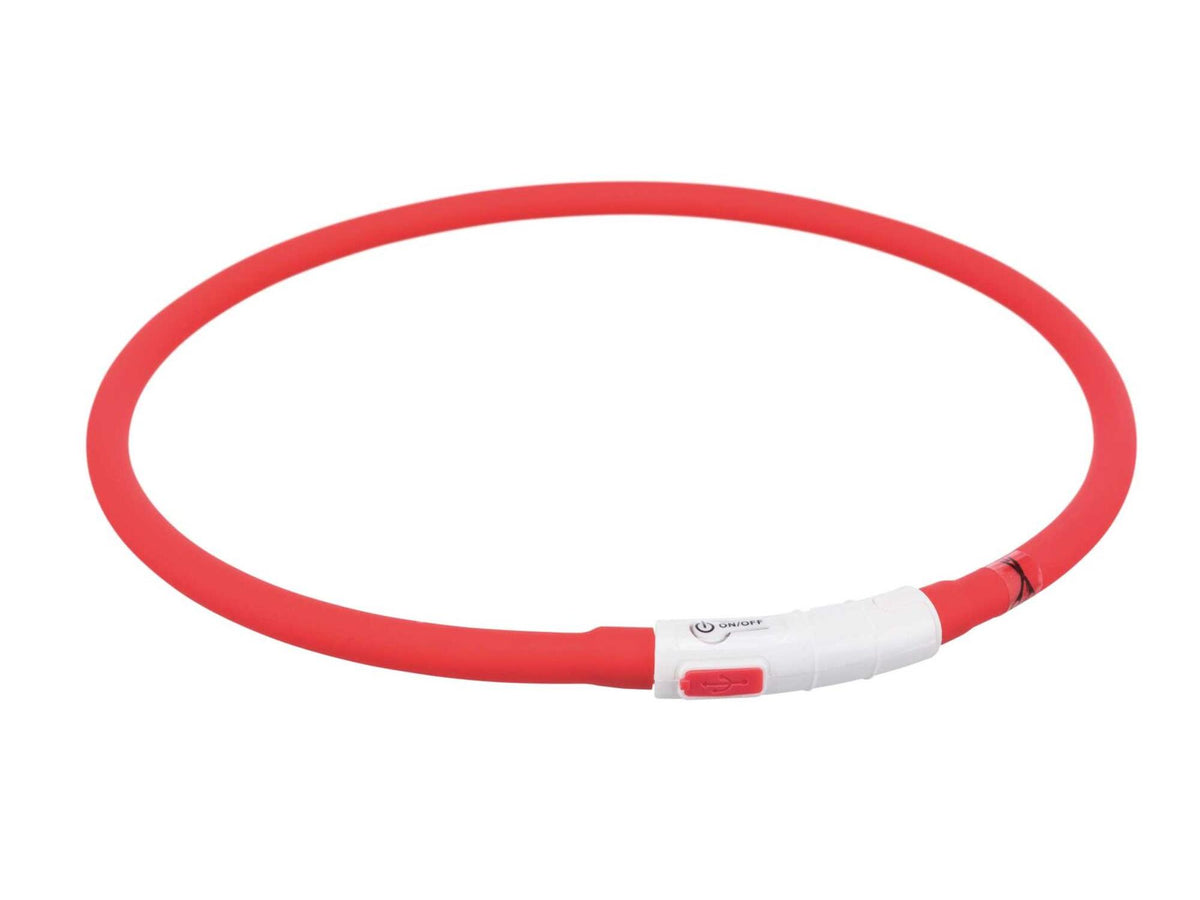 Trixie Flash Lysende halsbånd USB Click – Silikon Rød XS–XL