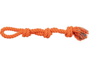 Trixie Flosstygg dobbel 60 cm, oransje – 3 knuter og håndløkke