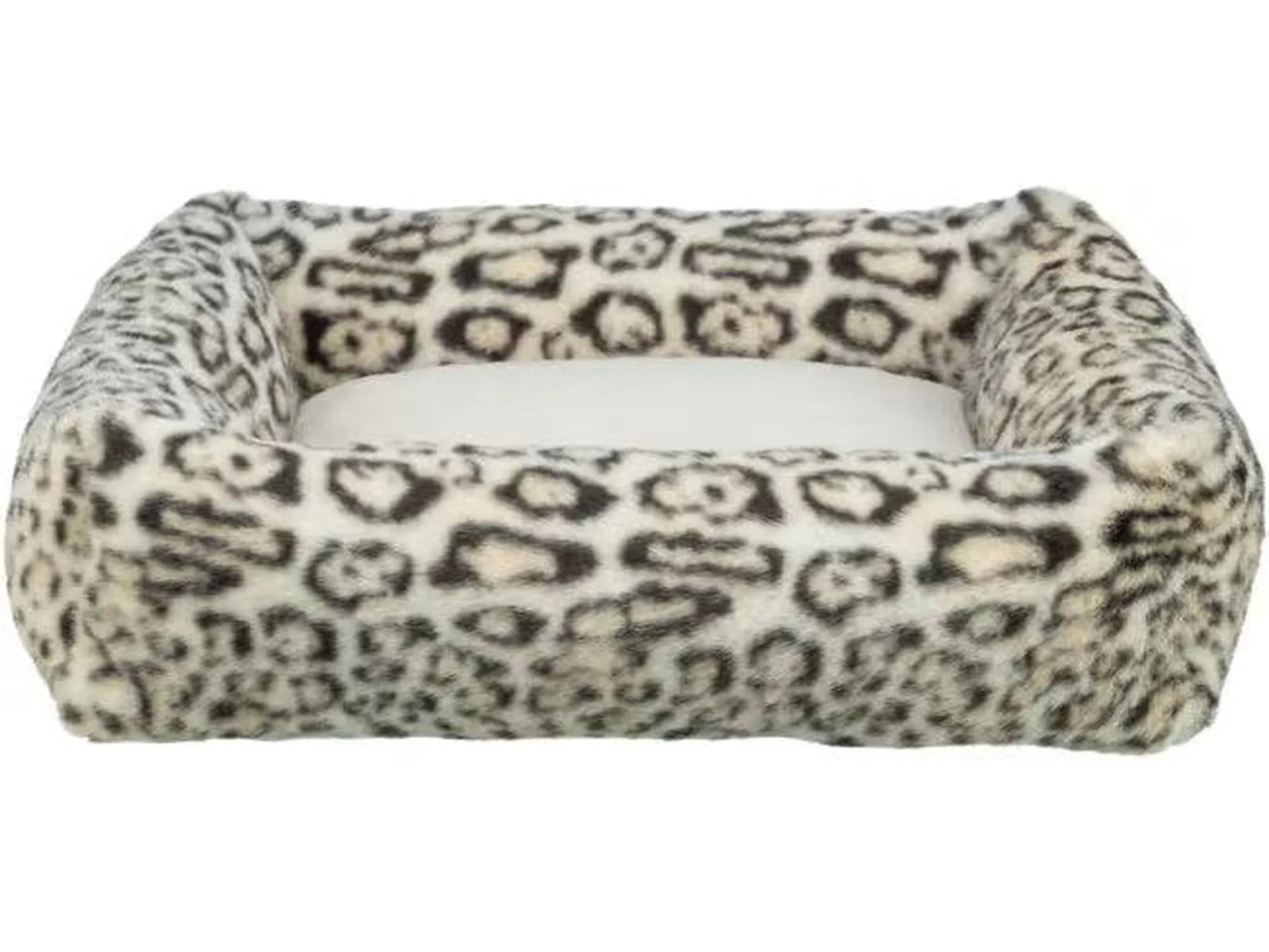 Trixie Leo hundeseng i cream leopard plysj