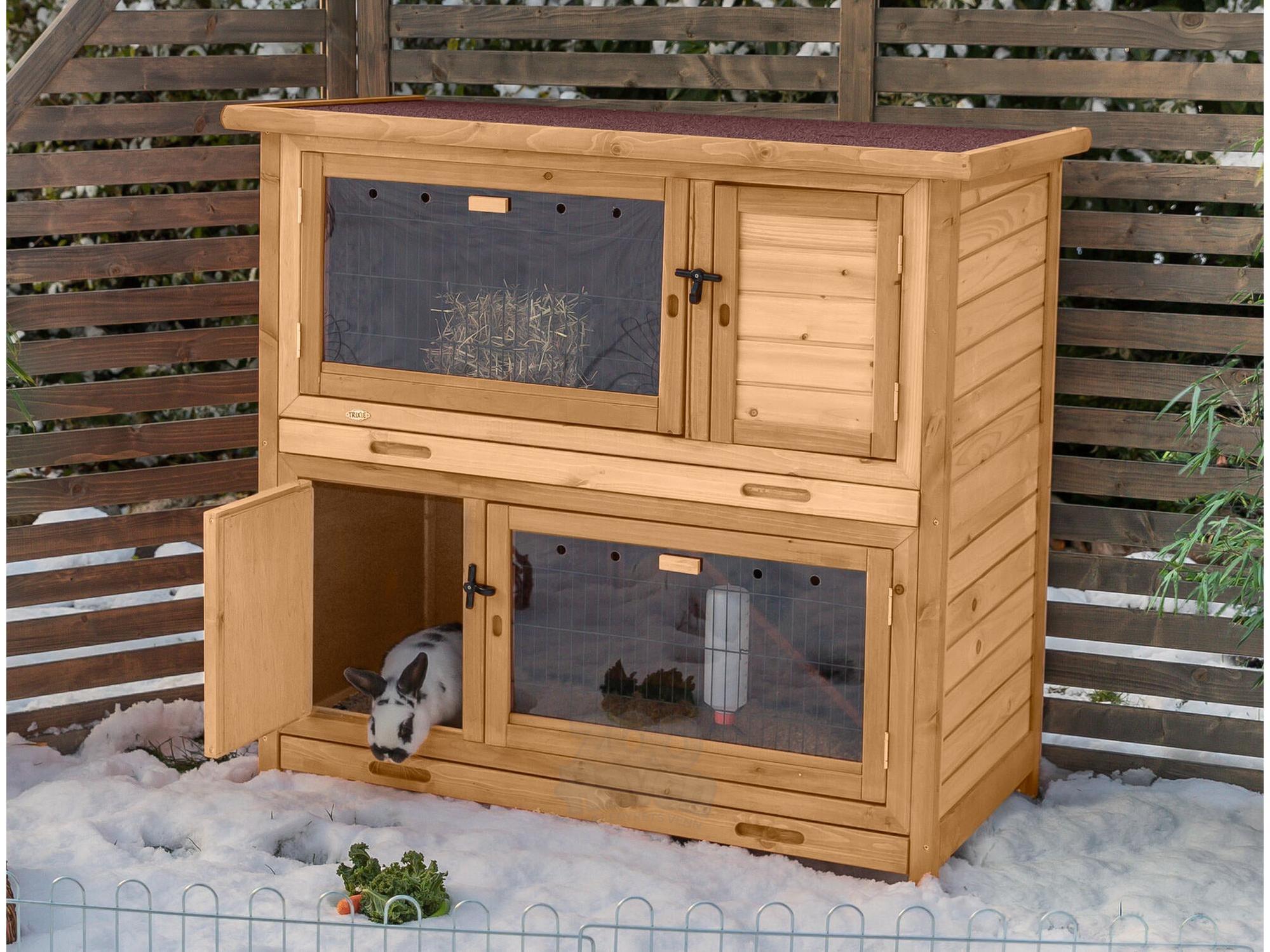 Trixie Isolert smådyrbur i 2 etasjer til kanin og marsvin – mørk brun 116x113x65cm