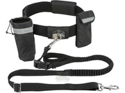 Svart Trixie Joggeline joggebelte med polstring, refleksdetaljer, avtagbare lommer og elastisk hundeline.