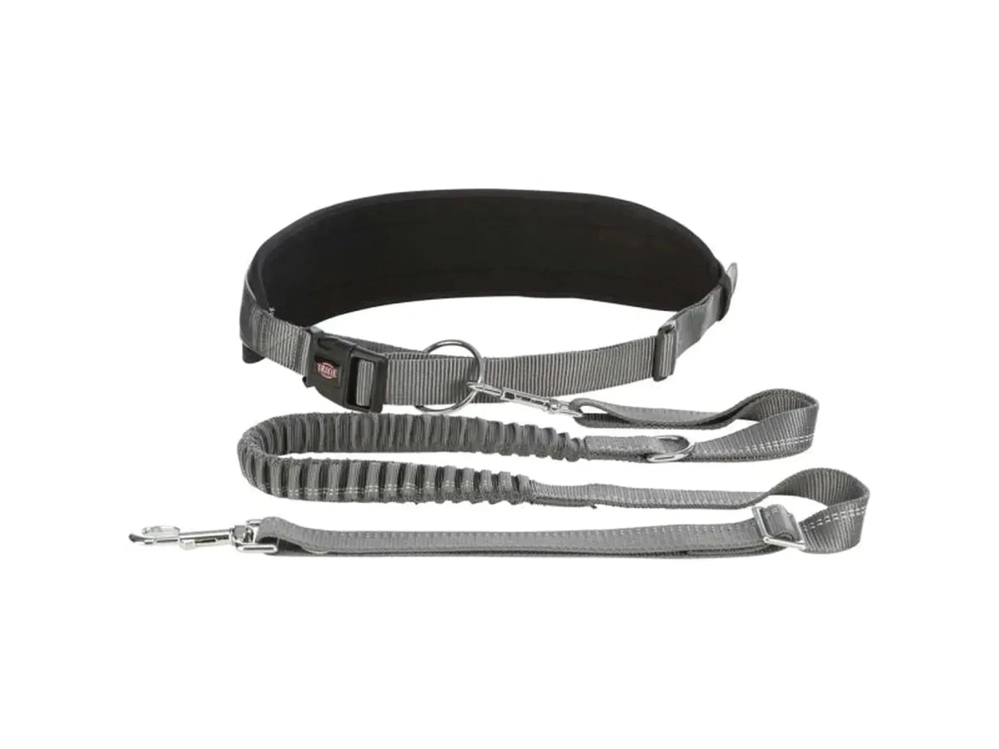 Sort Trixie Joggeline belte med bred neoprenpolstring og grå line med reflekser.