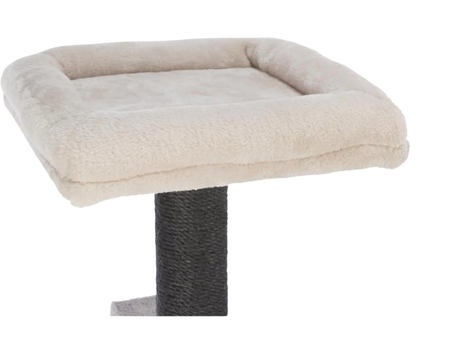 Beige Trixie Juliano klorestativ med myk pute og sisalkledd stolpe for katter.