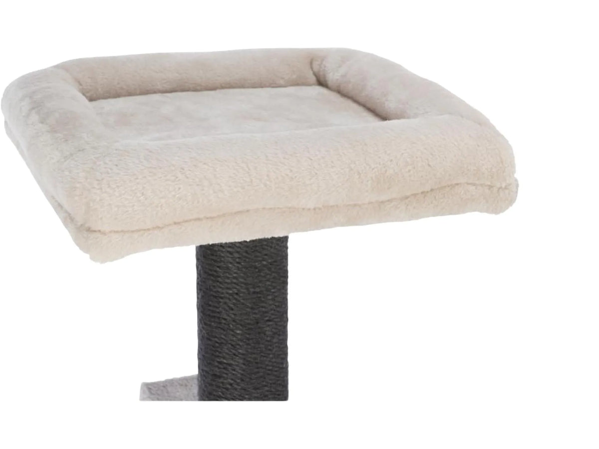 Beige Trixie Juliano klorestativ med myk pute og sisalkledd stolpe for katter.