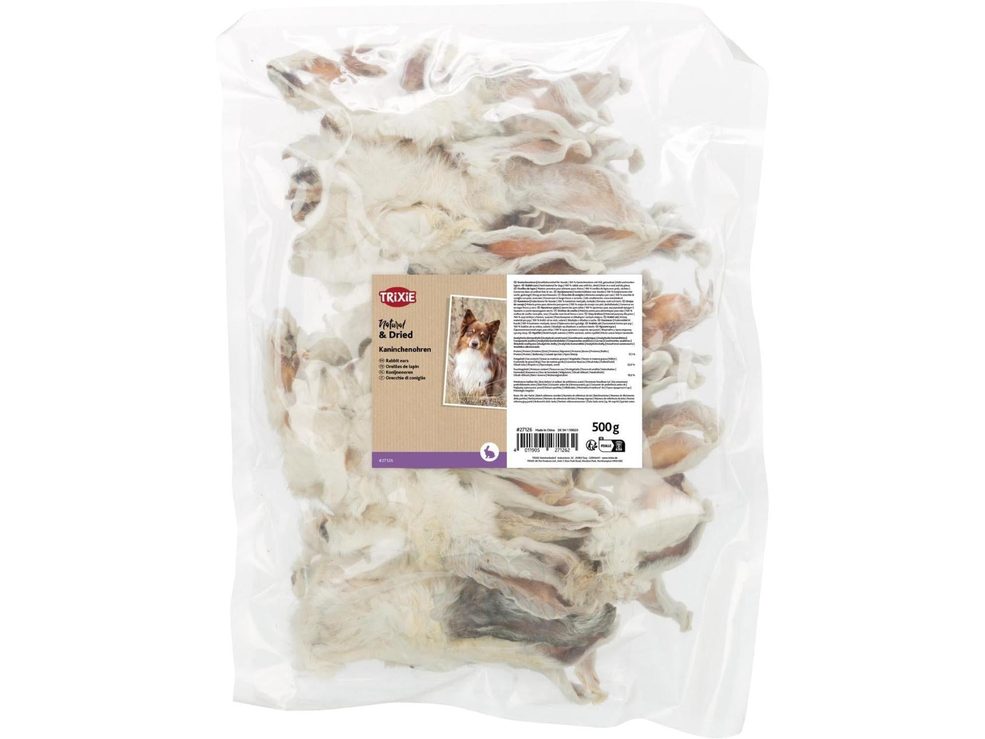 Trixie Kaninører med pels 500 g – Naturlig tyggeben til hund