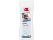 Hvit Trixie katteshampoo 250 ml flaske med bilde av en brunstripet katt og kamilleekstrakt.