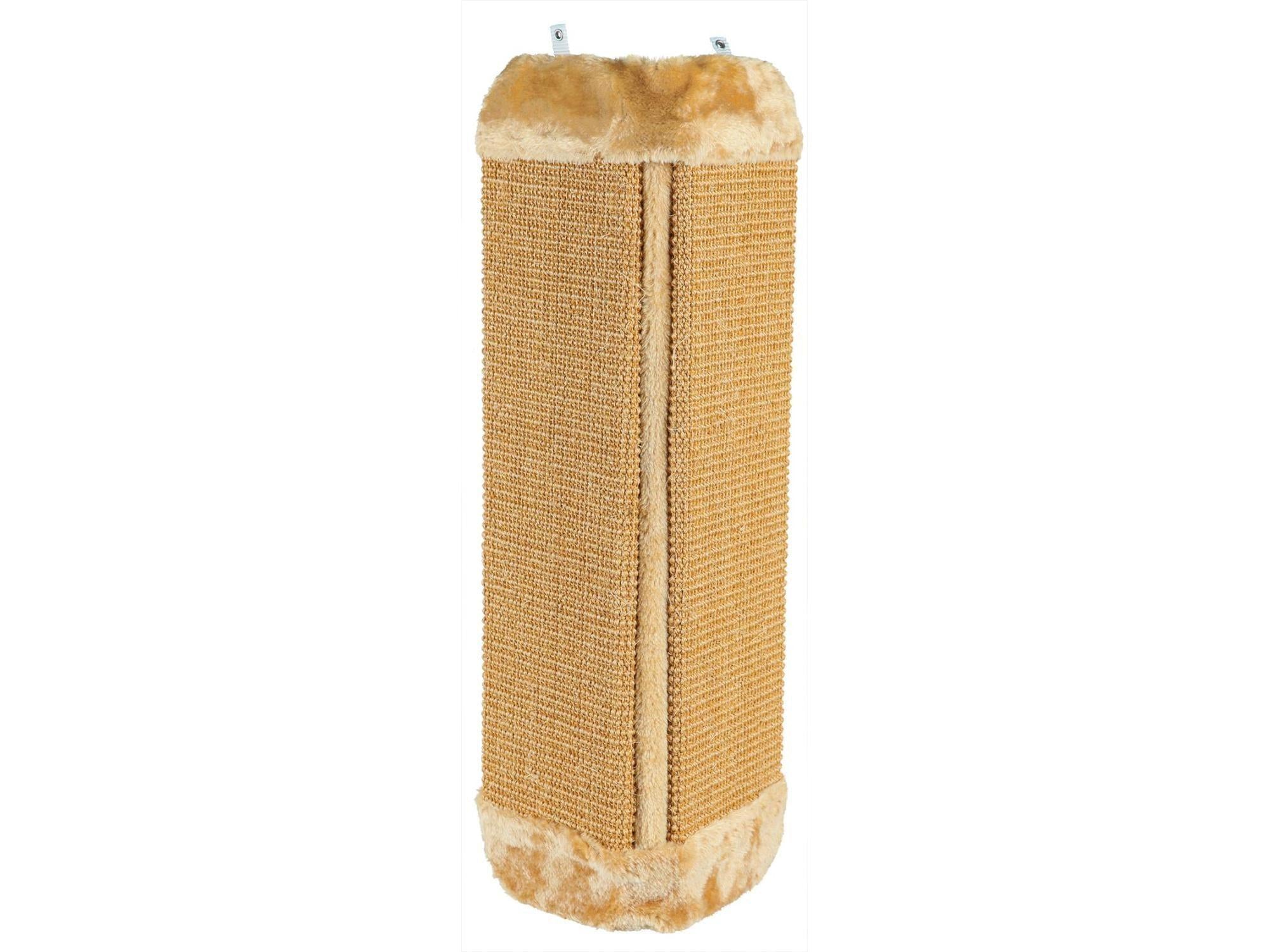 Trixie hjørne klorebrett i beige sisal og myk plysj, 32x60cm.