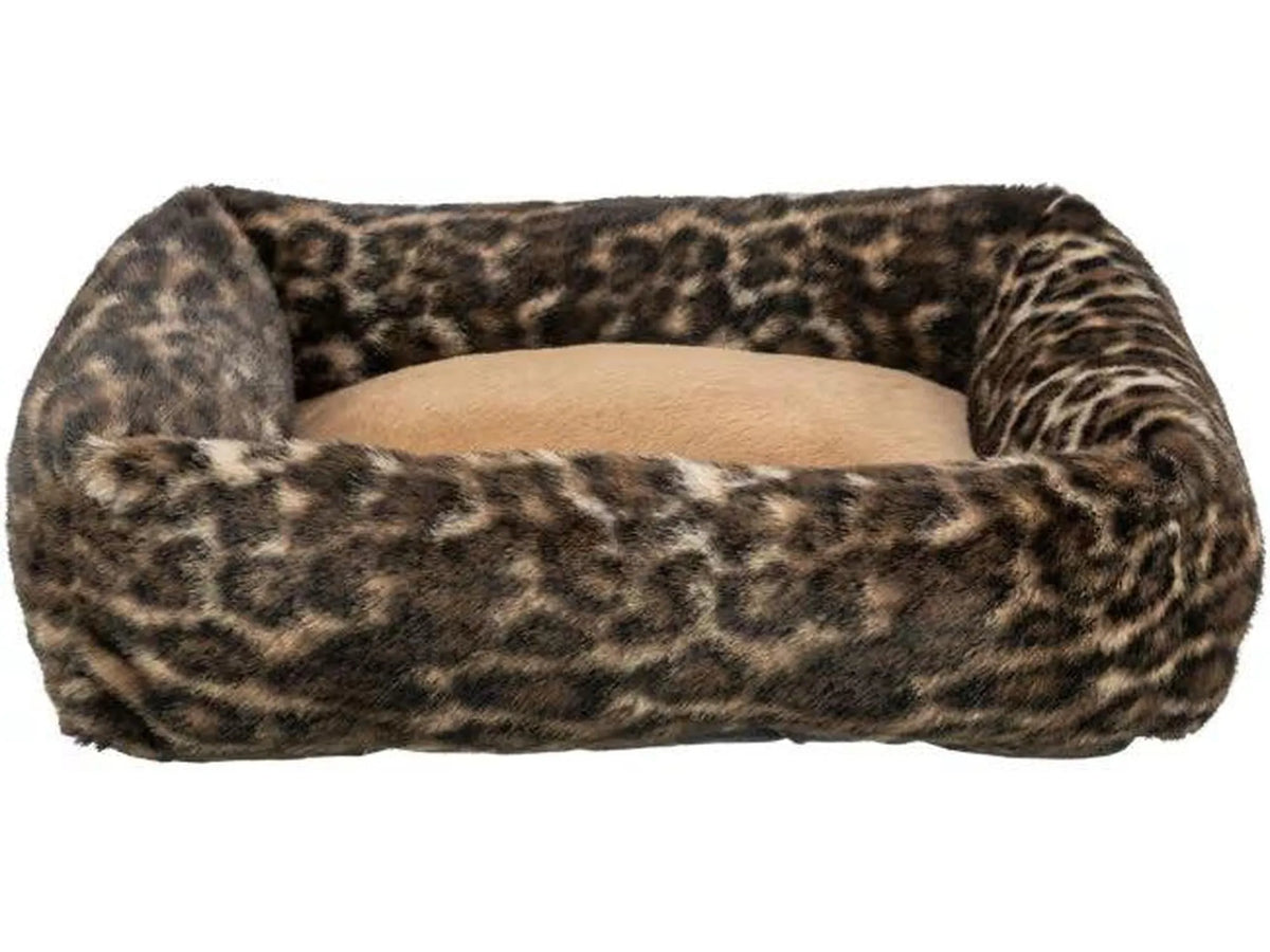 Trixie Leo hundeseng i brun leopard plysj