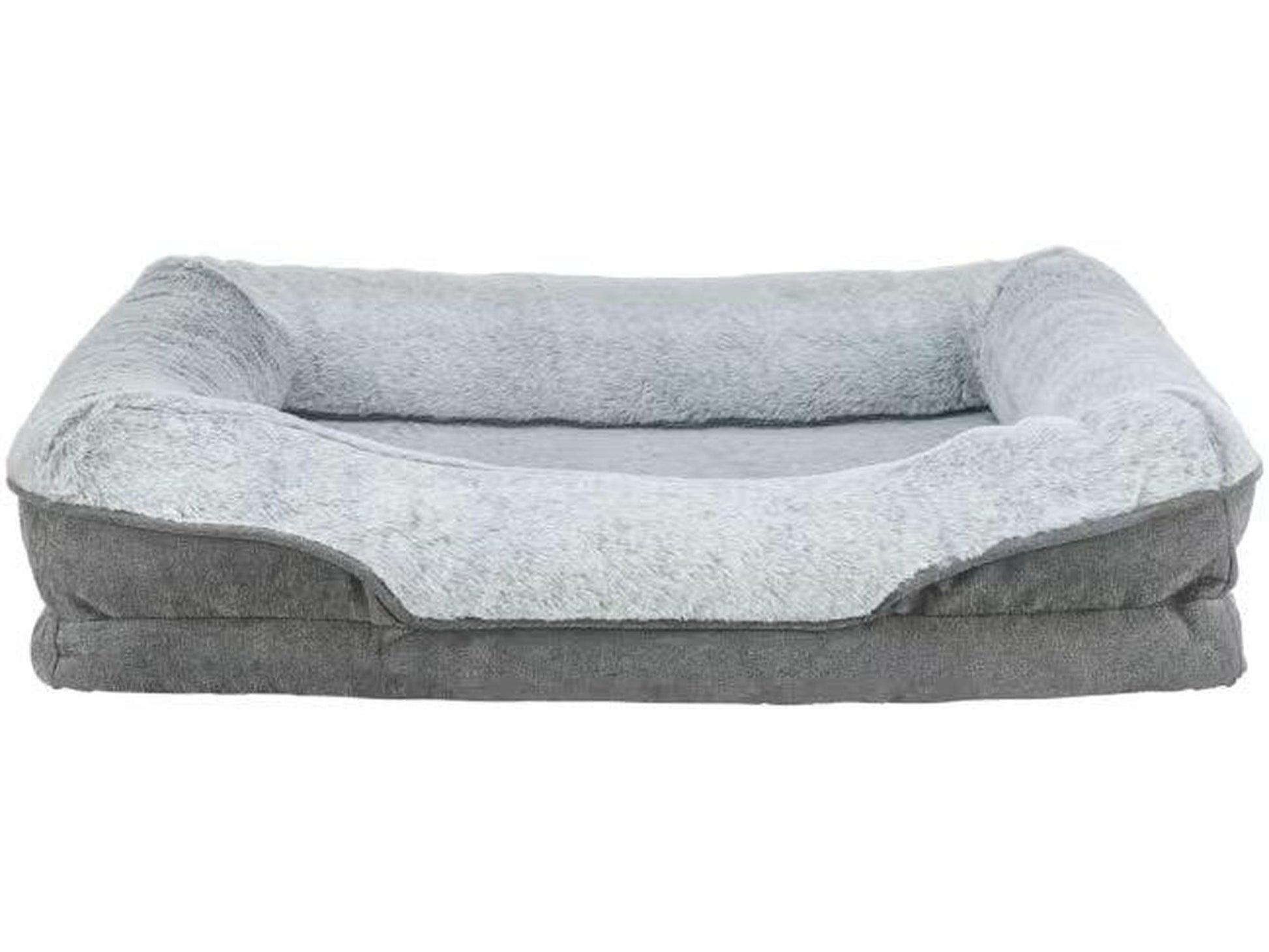 Grå ortopedisk Trixie Lino Vital hundeseng i chenille og myk plysj med memory foam for optimal støtte.