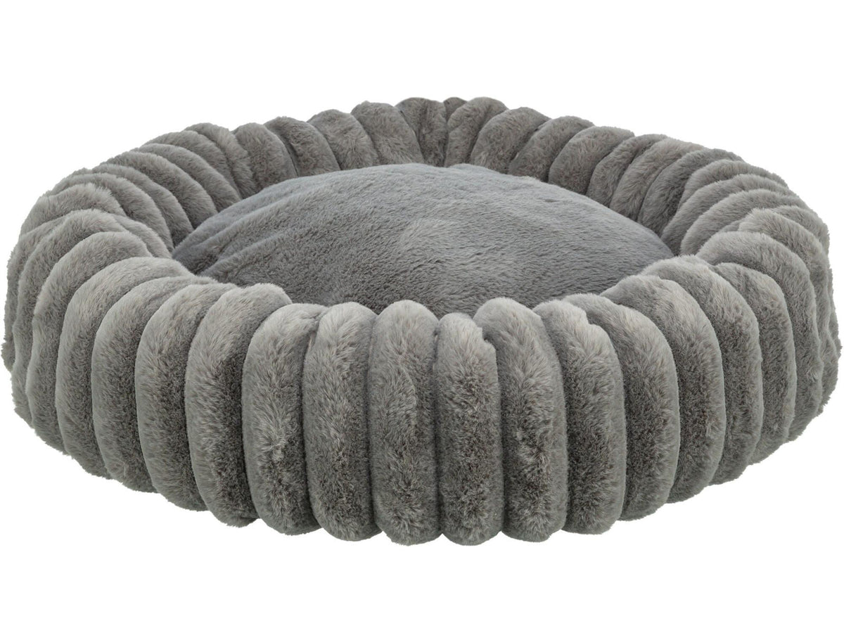 Trixie Lonni Rund Seng i Ribbet Plysj – SOFT Edition – Antrasitt / Ø 50 cm
