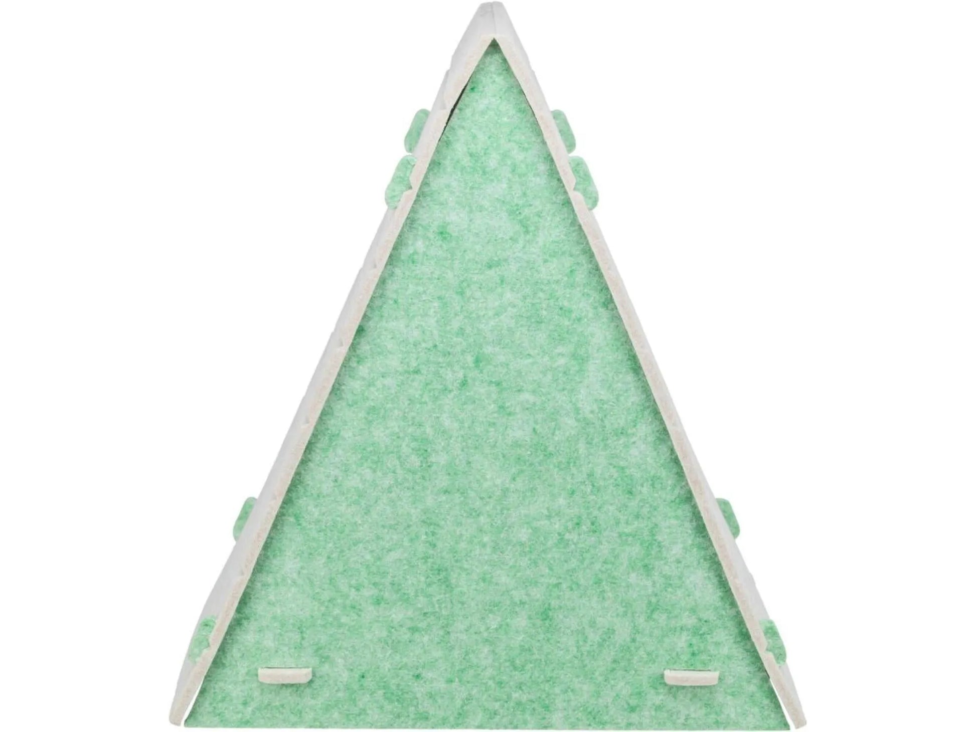 Trixie Lucy trekantet kattehule i beige filt med grønn innside, 46 × 50 × 38 cm.