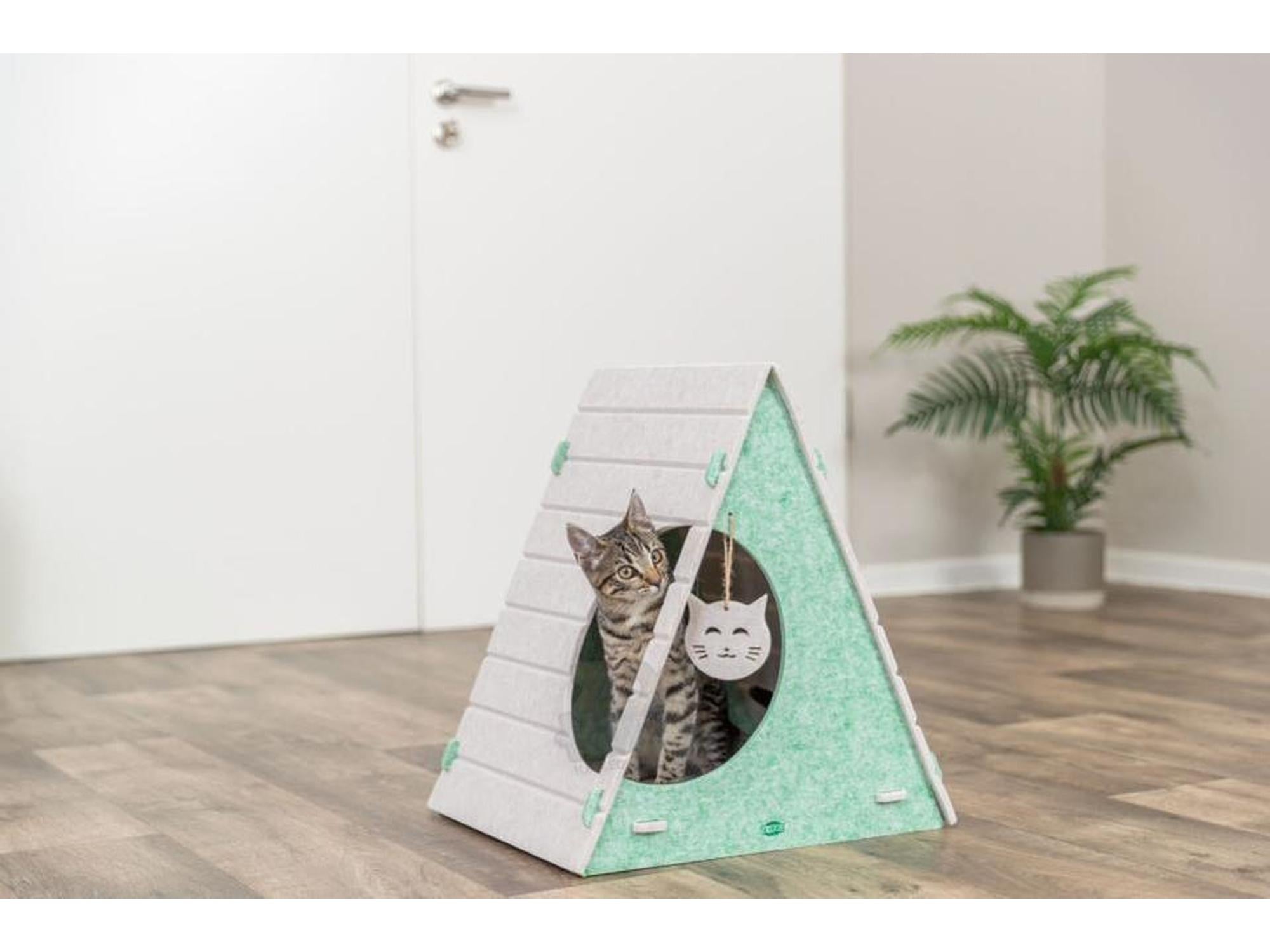 Trixie Lucy Kattehule i Filt – Trekantet 46 × 50 × 38 cm Beige/Grønn