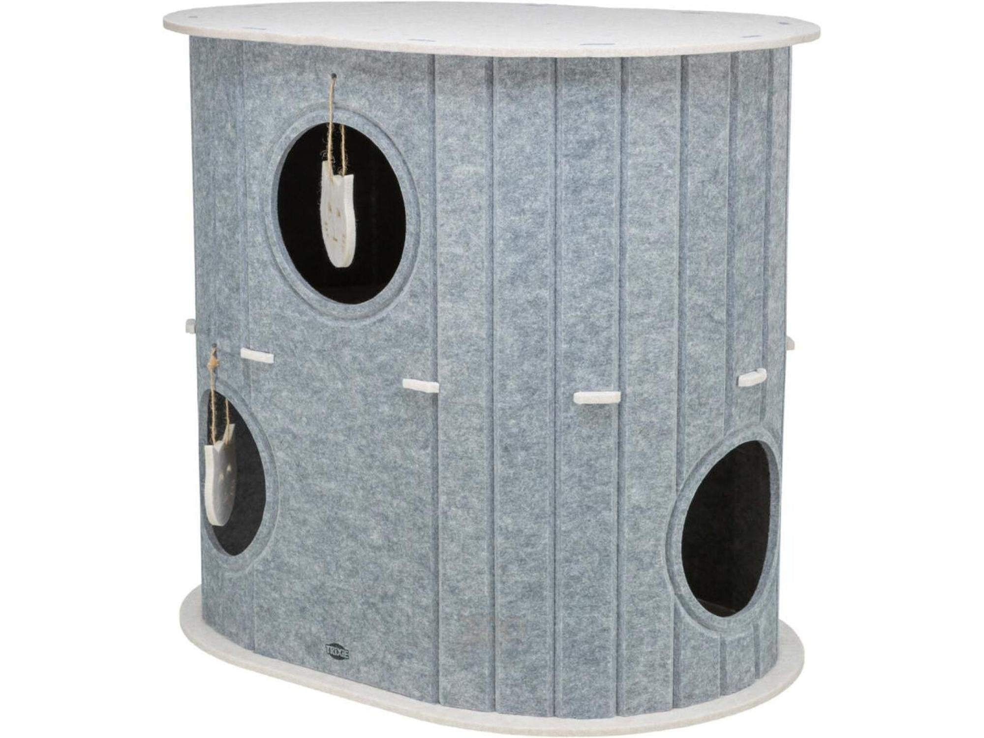 Trixie Mare Kattehule i Filt – 2 Etasjer Oval 66 × 62 × 46 cm Sand/Grå