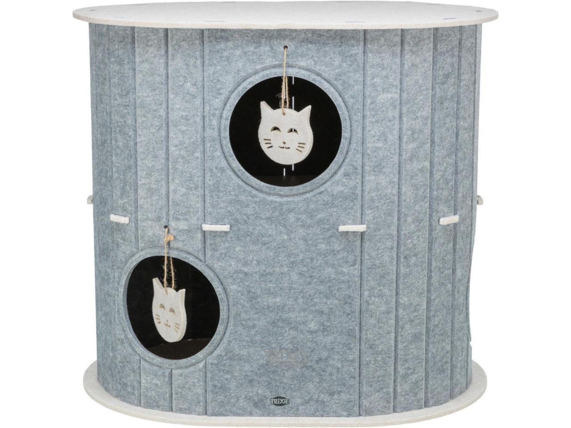 Trixie Mare Kattehule i Filt – 2 Etasjer Oval 66 × 62 × 46 cm Sand/Grå
