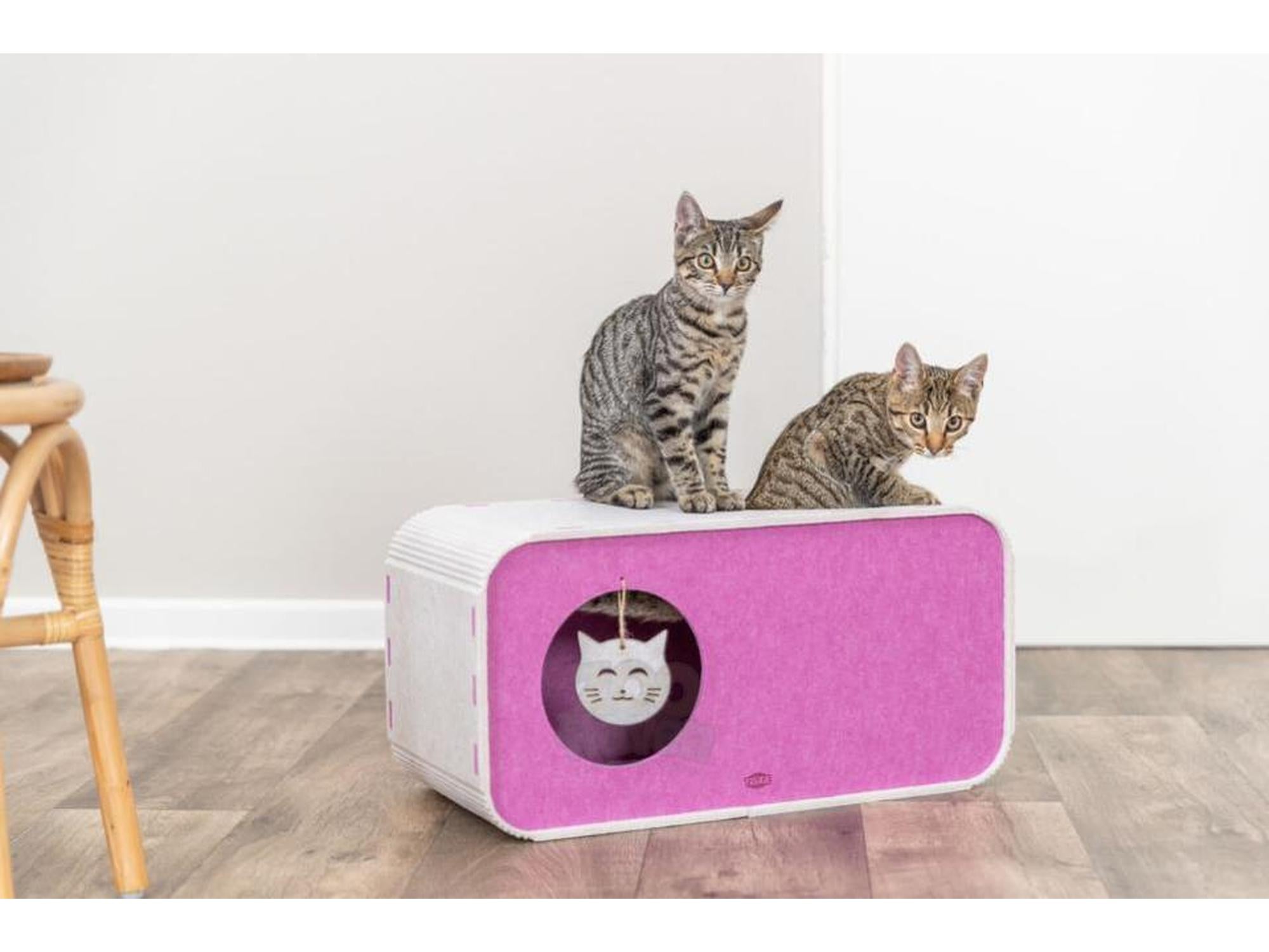 Trixie Merle Kattehule i Filt – Firkantet 58 × 29 × 27 cm Berry