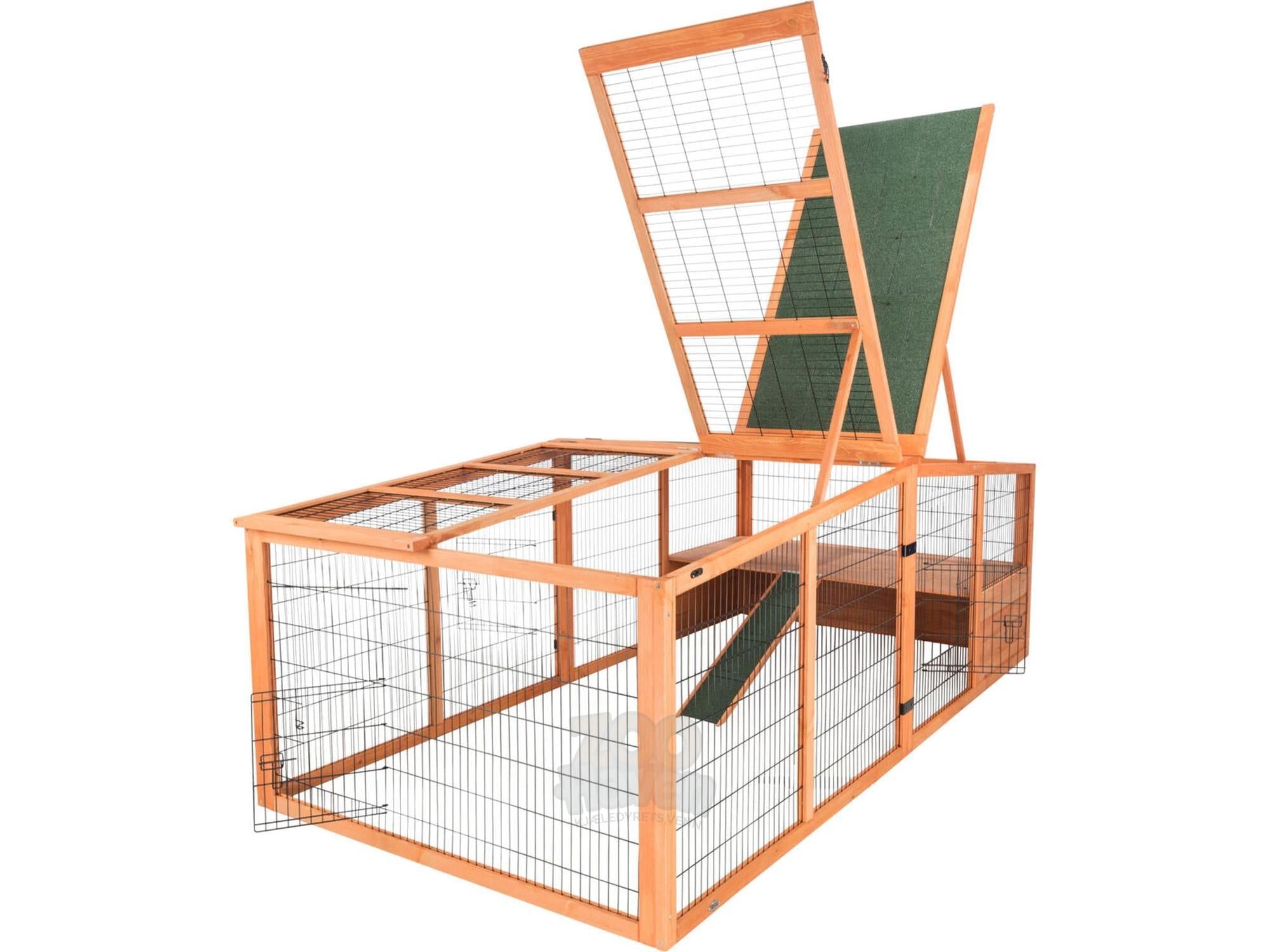 Trixie Outdoor Run XL med tak – brun 233x79x116 cm