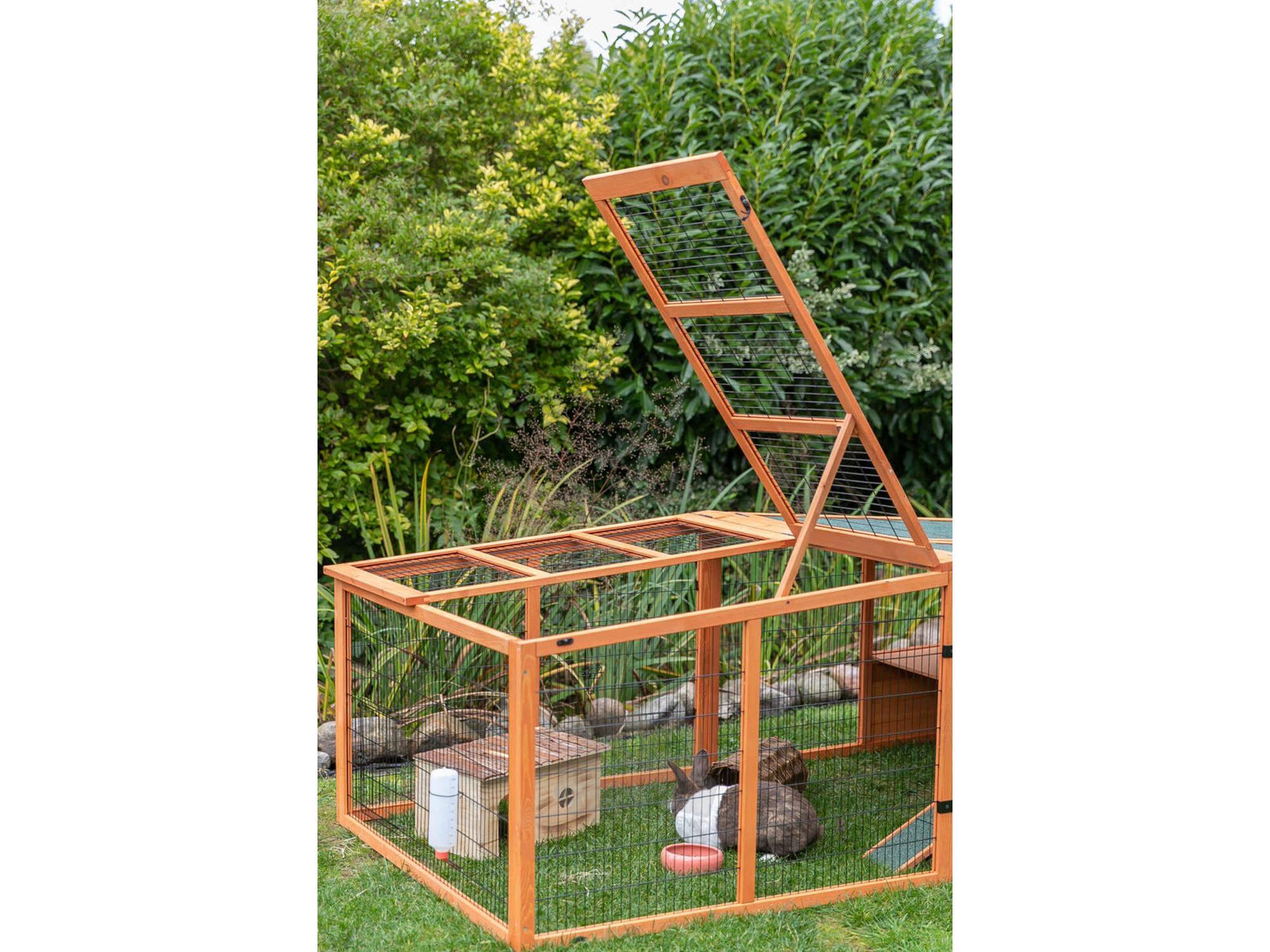 Trixie Outdoor Run XL med tak – brun 233x79x116 cm