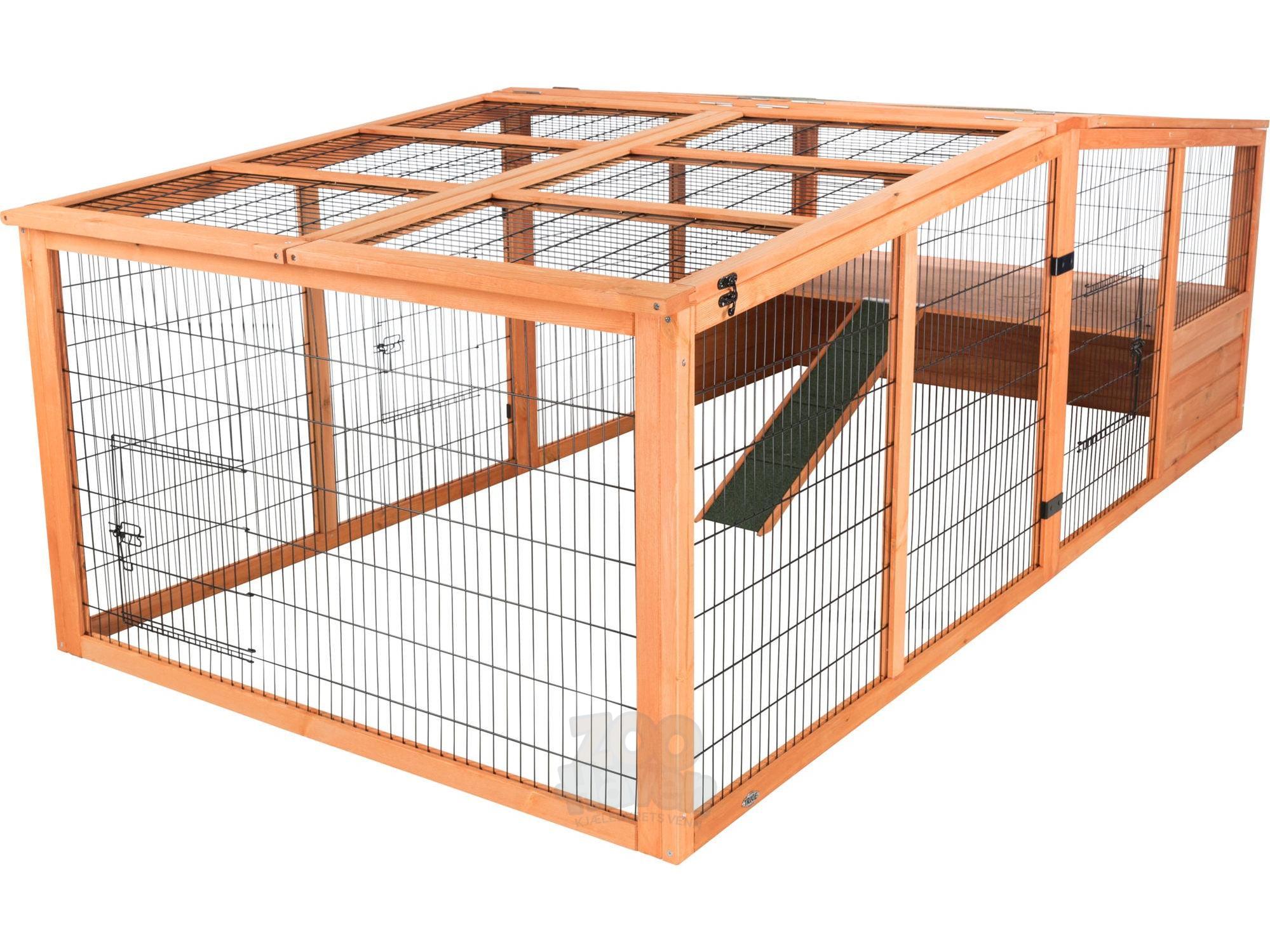 Trixie Outdoor Run XL med tak – brun 233x79x116 cm