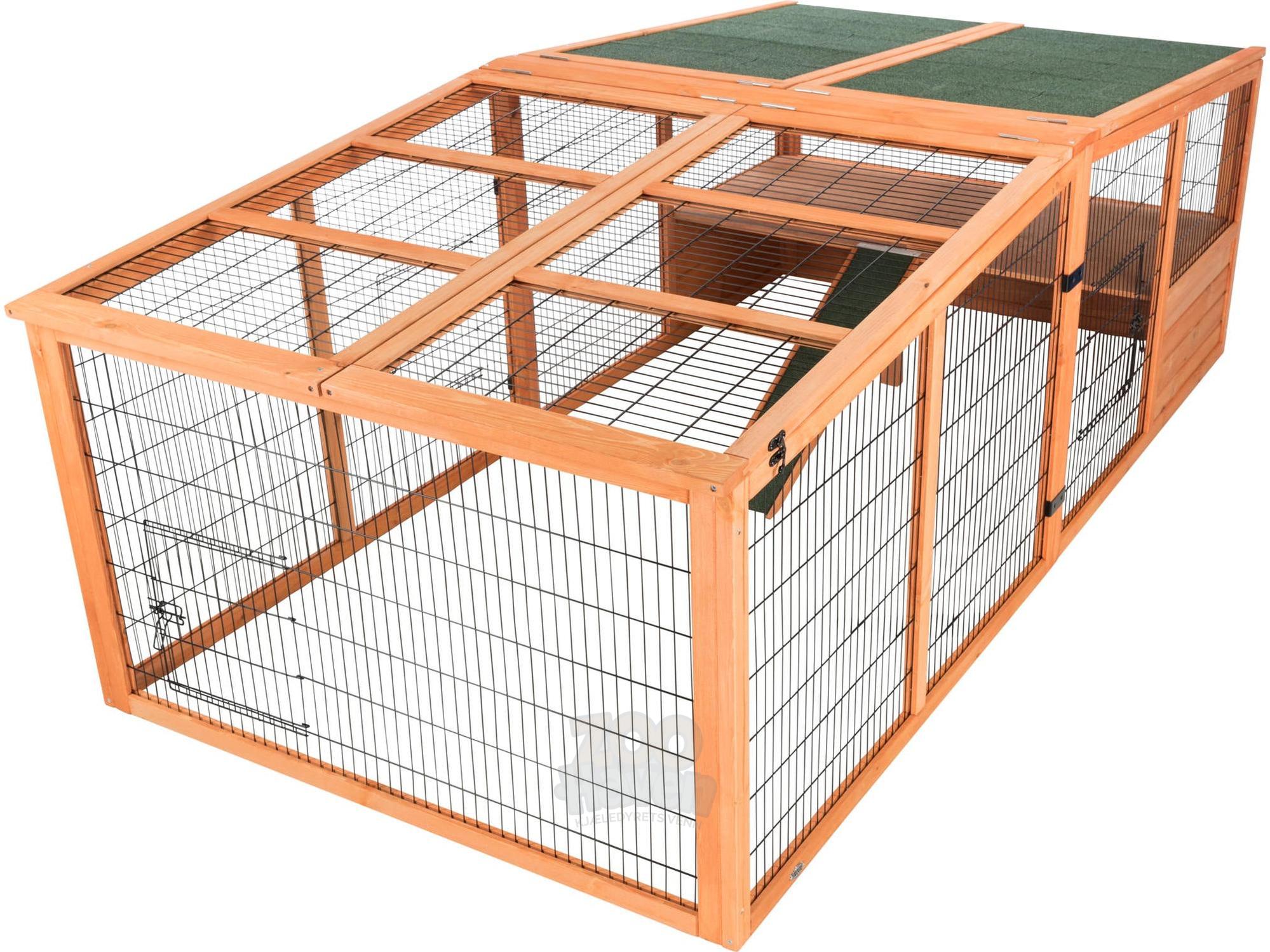 Trixie Outdoor Run XL med tak – brun 233x79x116 cm
