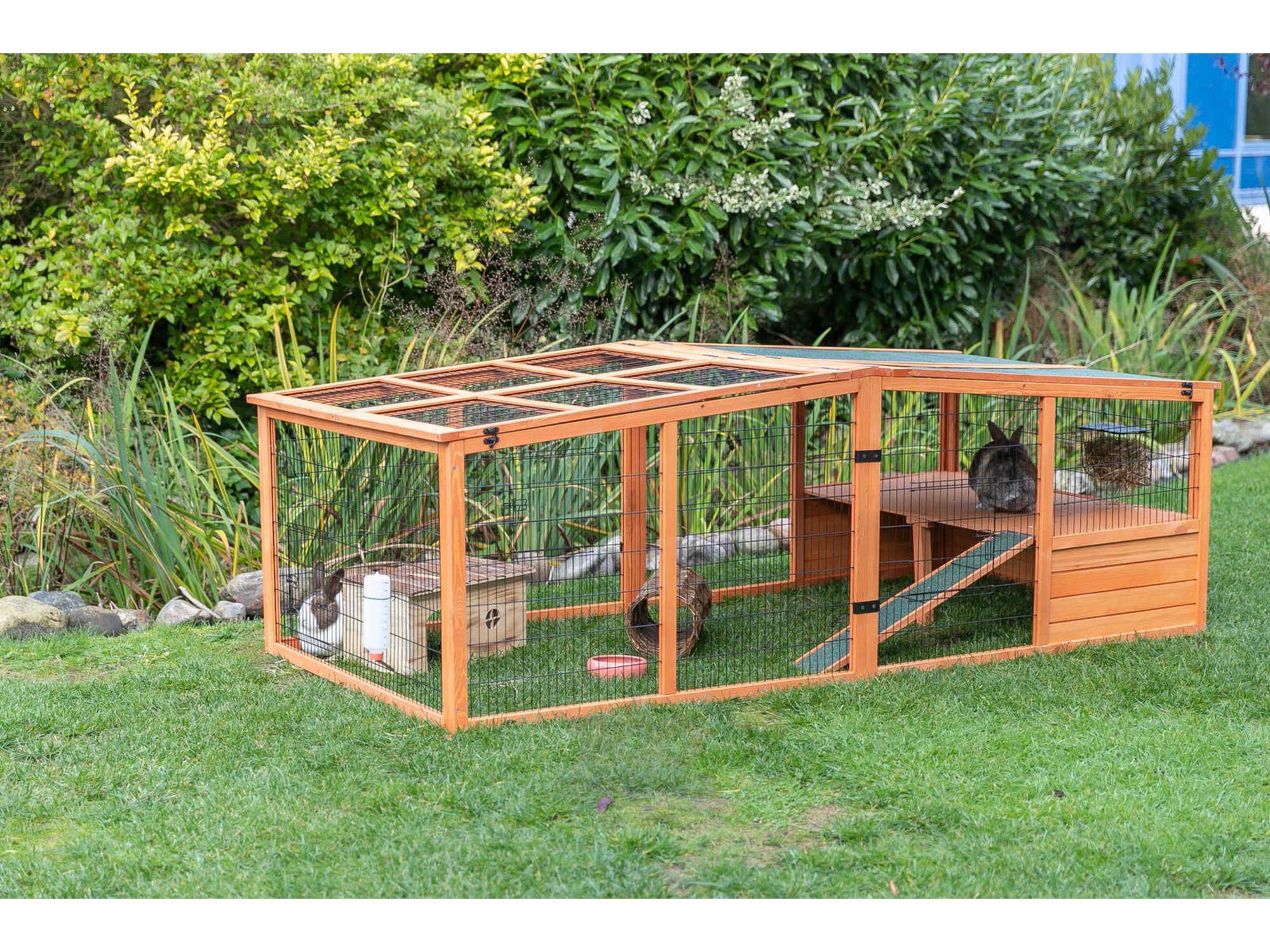 Trixie Outdoor Run XL med tak – brun 233x79x116 cm