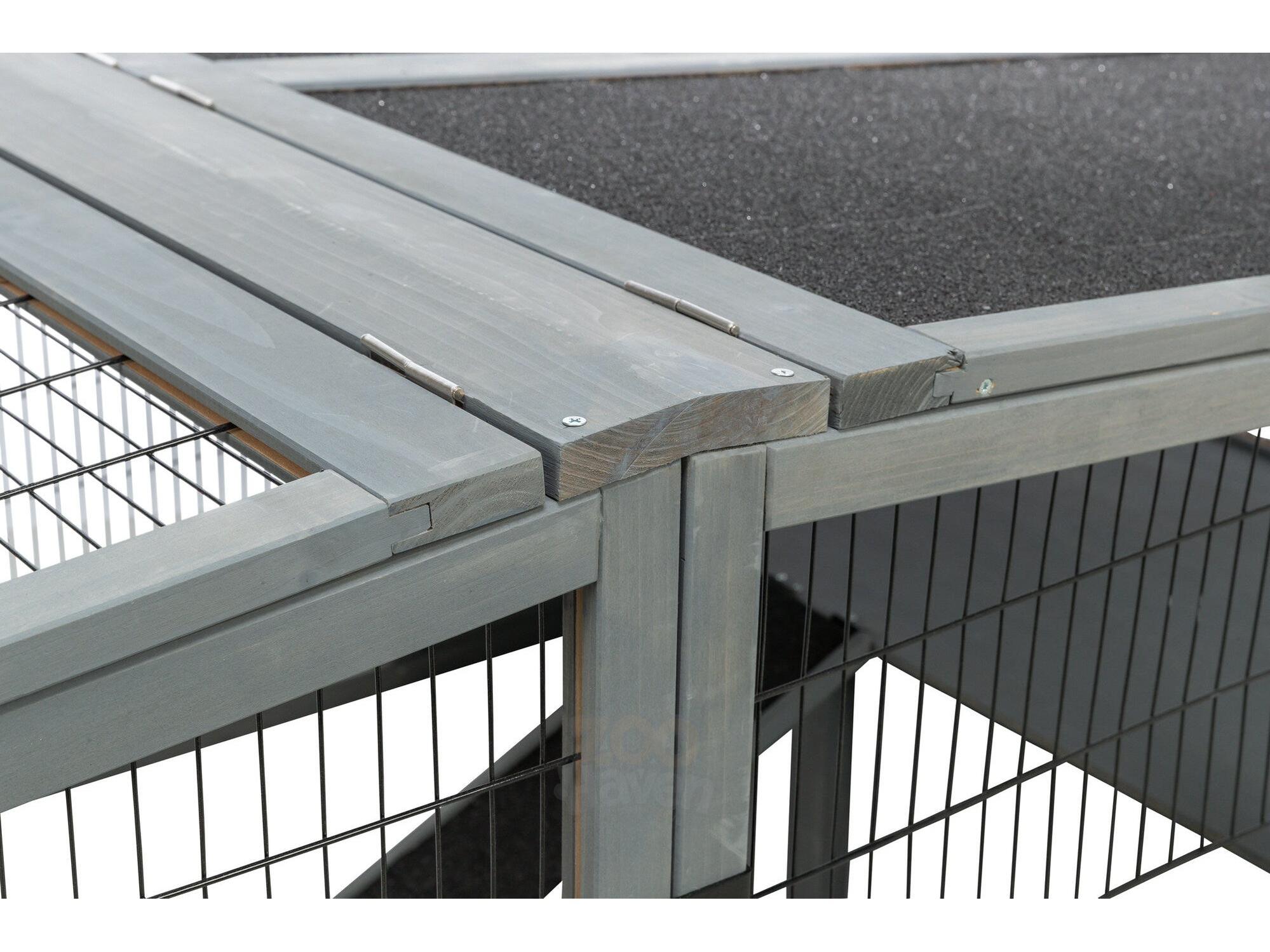 Trixie Outdoor Run XL med tak – grå 233x79x116 cm
