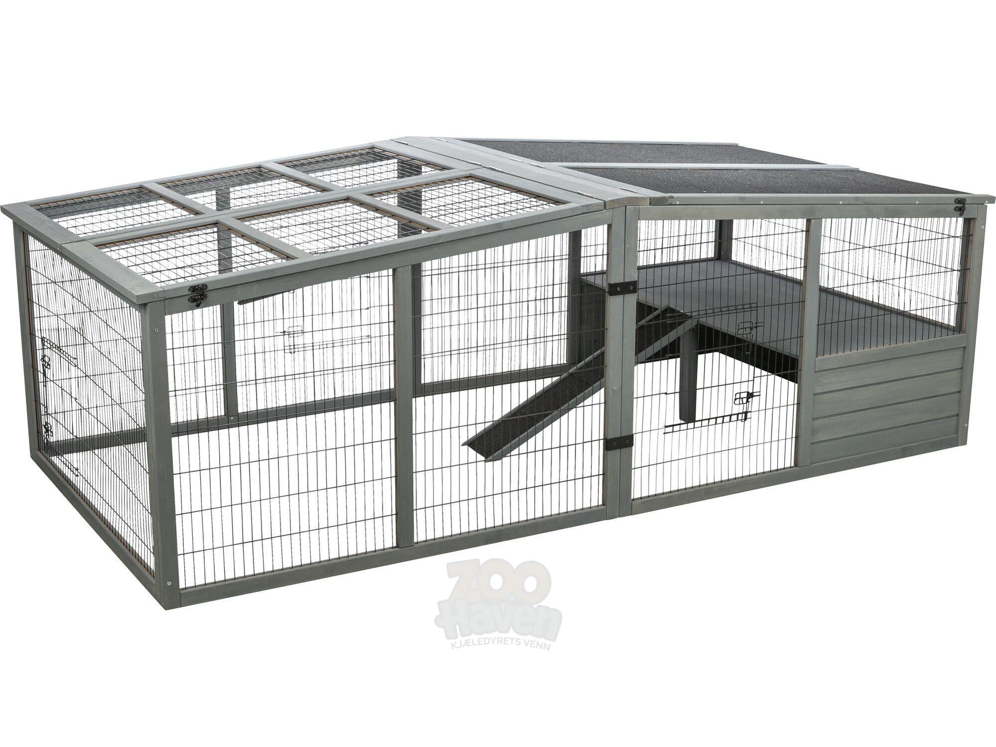 Trixie Outdoor Run XL med tak – grå 233x79x116 cm