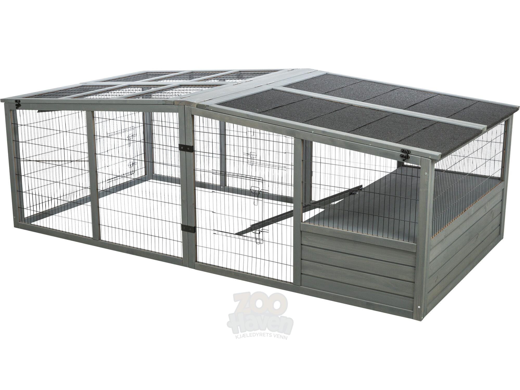 Trixie Outdoor Run XL med tak – grå 233x79x116 cm