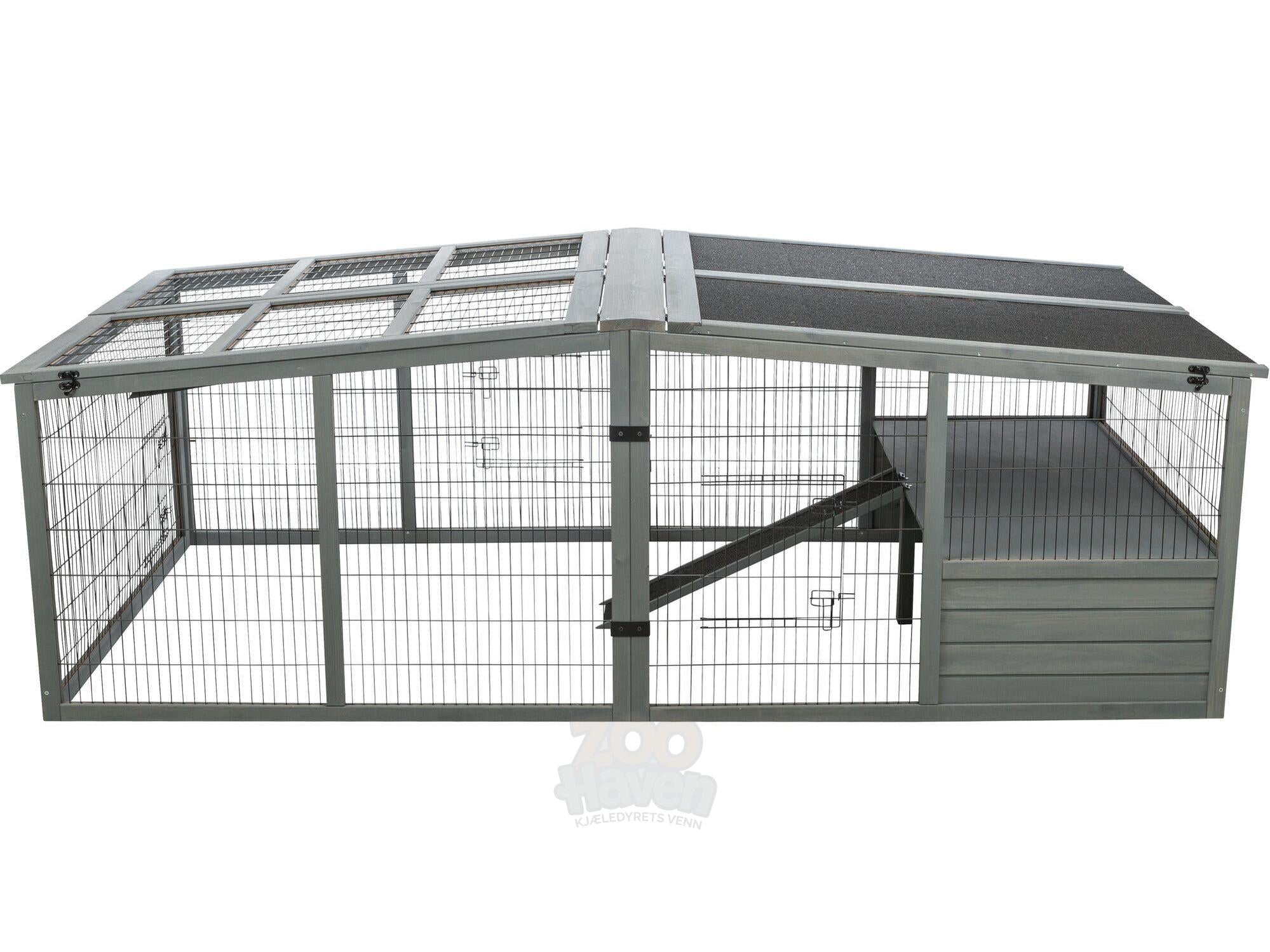 Trixie Outdoor Run XL med tak – grå 233x79x116 cm