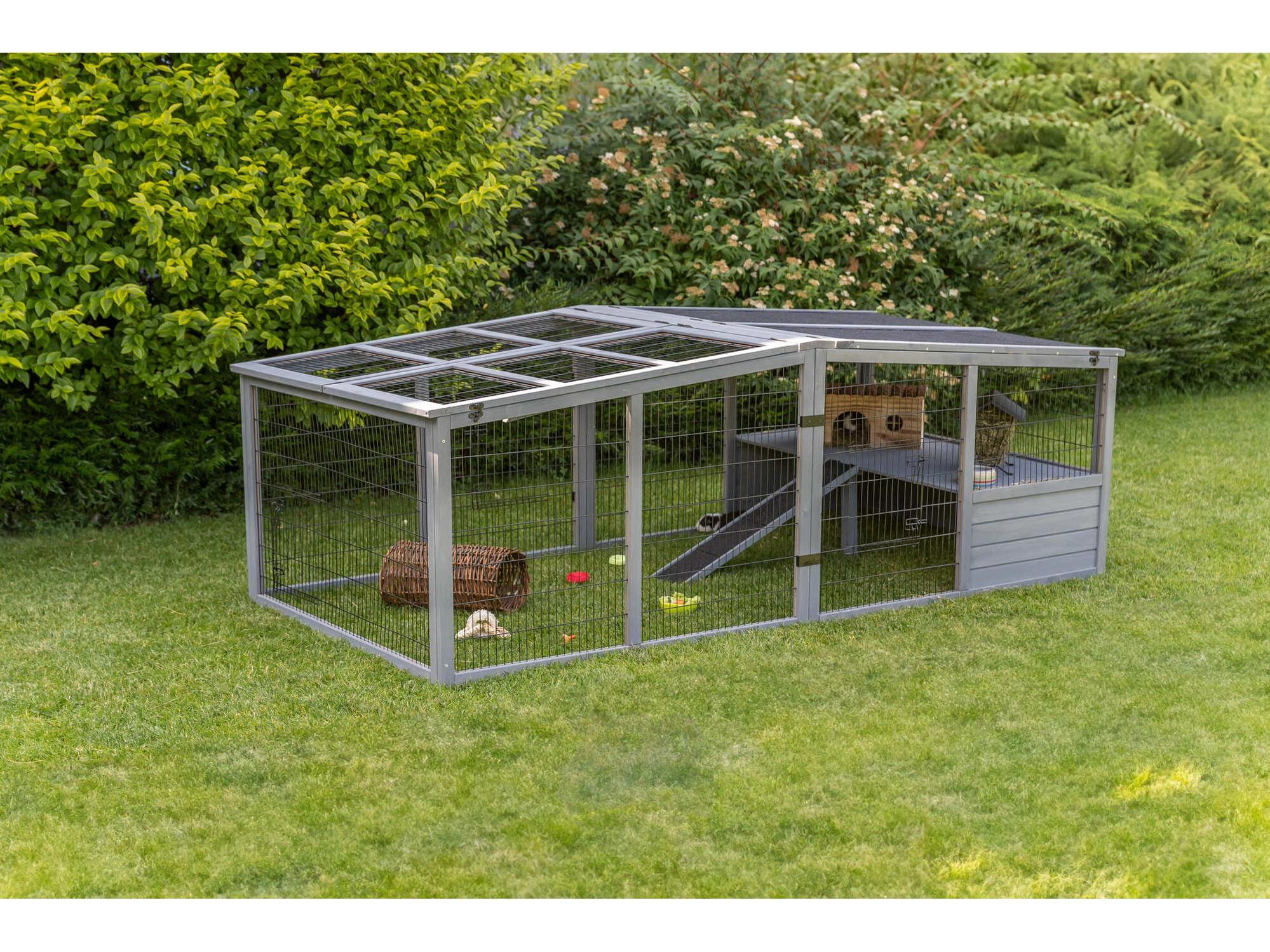 Trixie Outdoor Run XL med tak – grå 233x79x116 cm