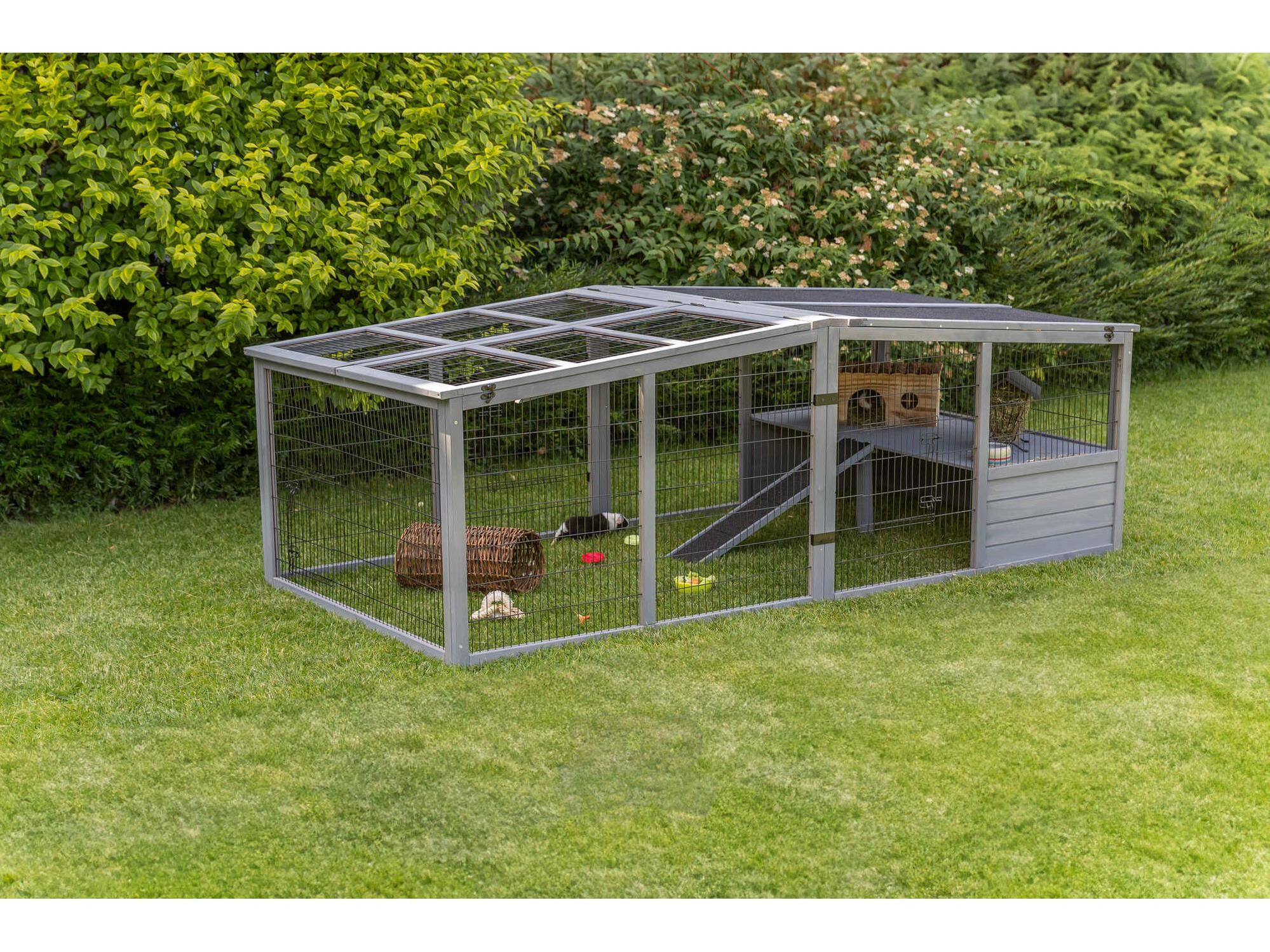 Trixie Outdoor Run XL med tak – grå 233x79x116 cm