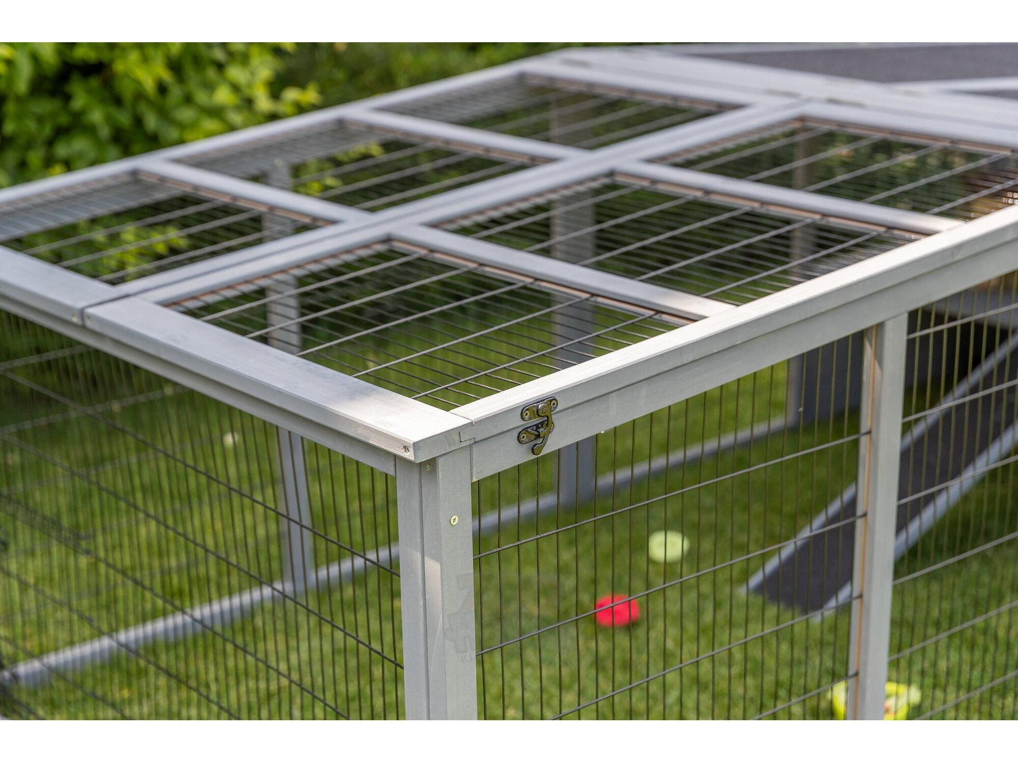 Trixie Outdoor Run XL med tak – grå 233x79x116 cm