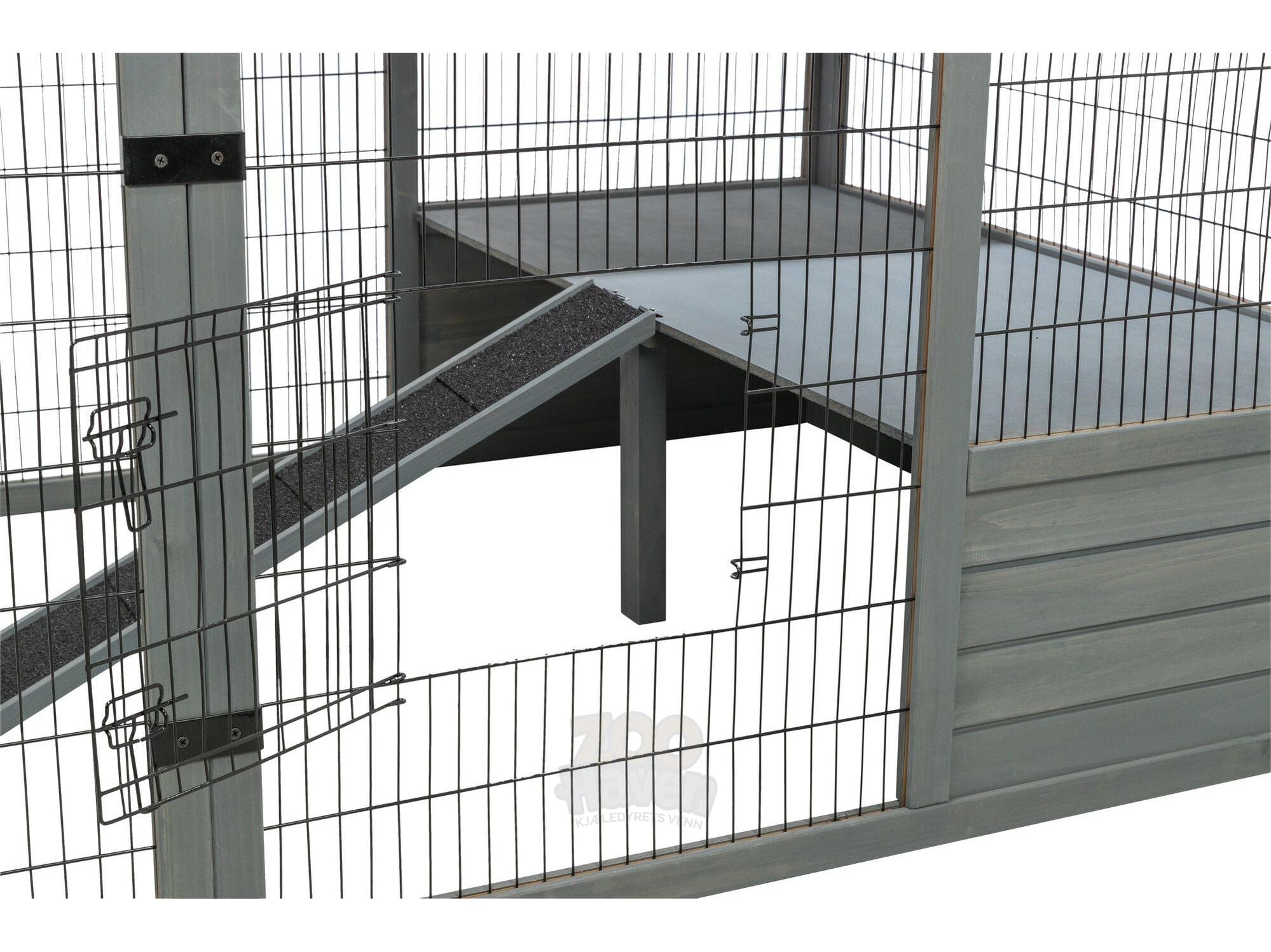 Trixie Outdoor Run XL med tak – grå 233x79x116 cm