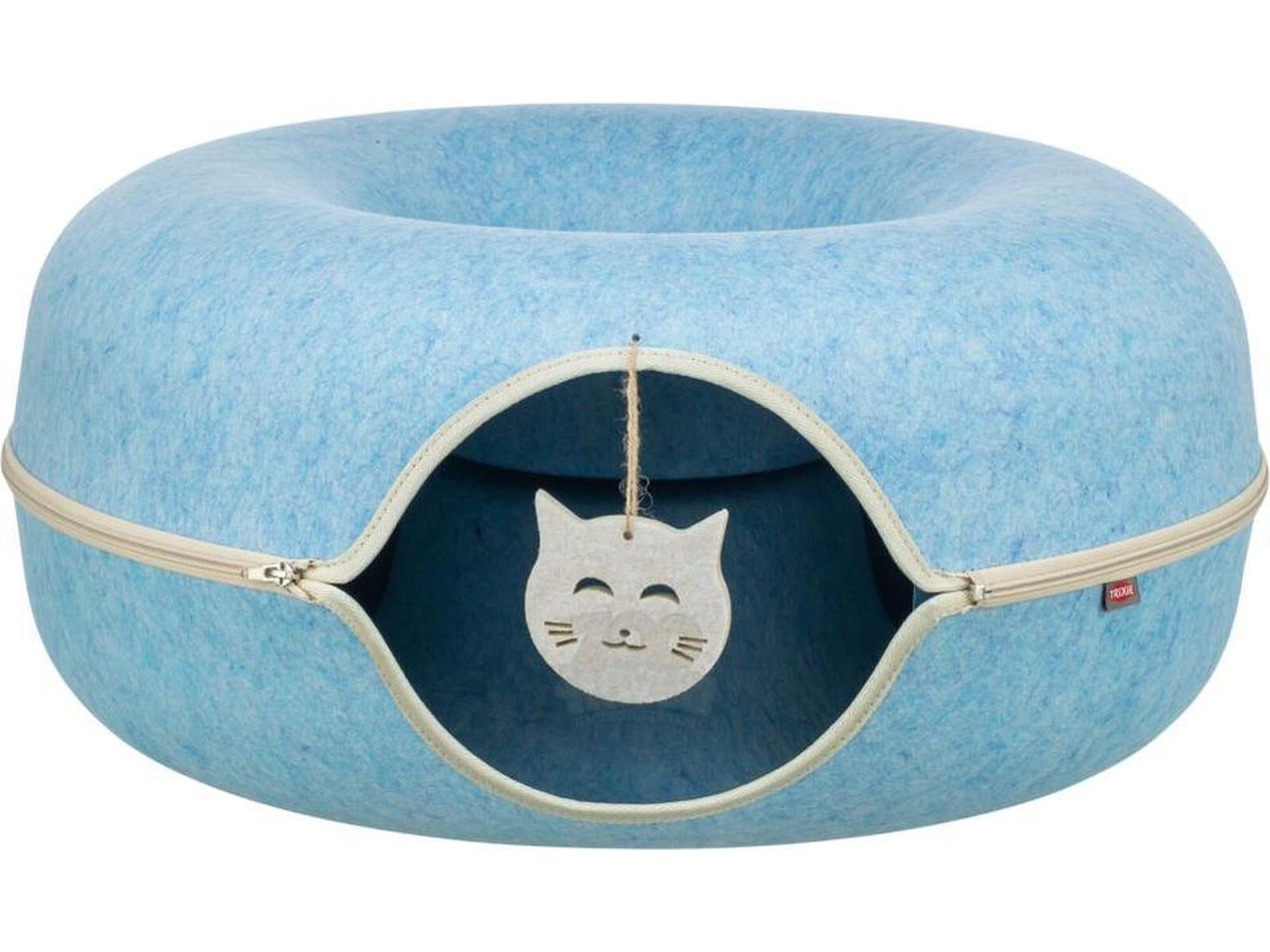 Trixie Play Donut Kattetunnel i Filt Ø60 cm – Blå / Beige