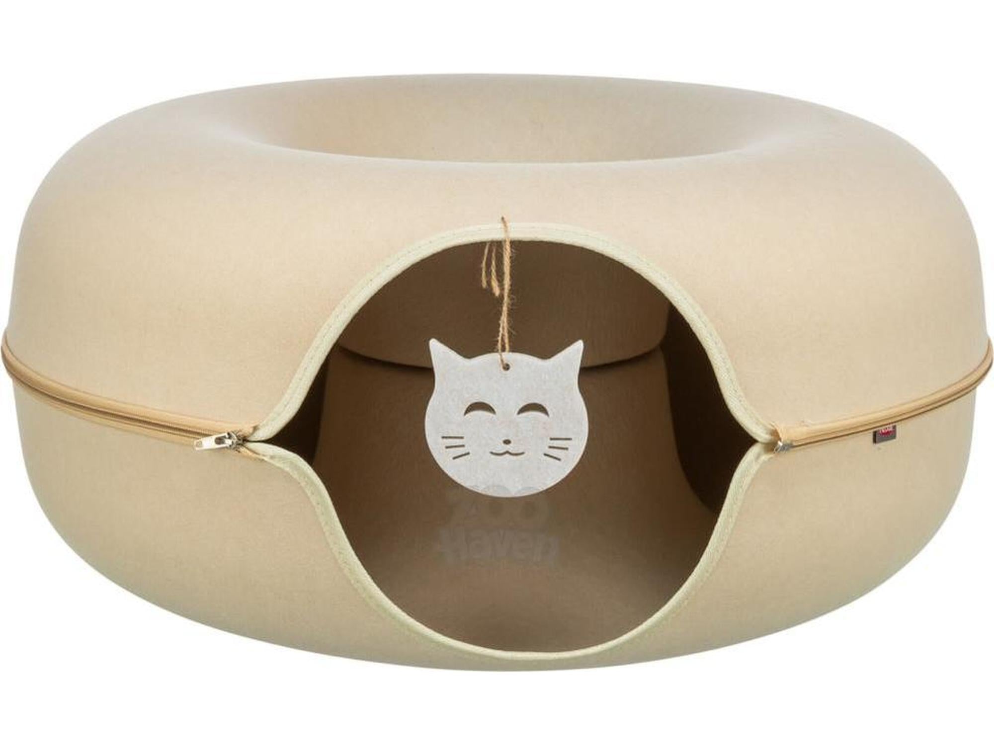 Trixie Play Donut Kattetunnel i Filt Ø60 cm – Blå / Beige