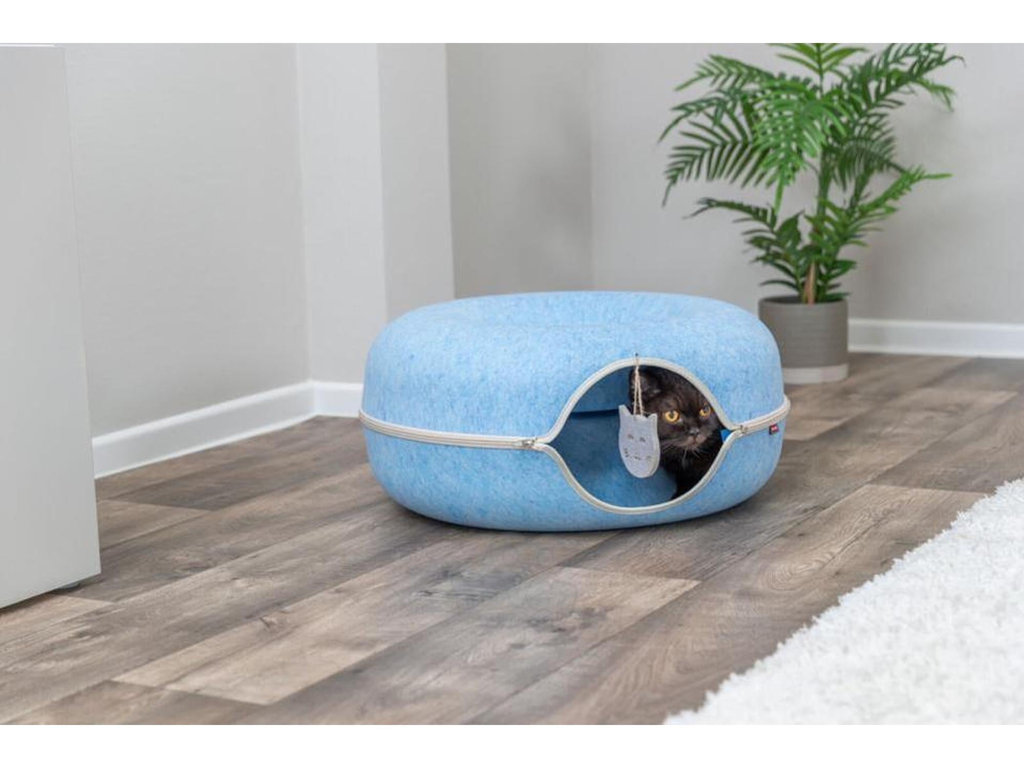 Trixie Play Donut Kattetunnel i Filt Ø60 cm – Blå / Beige