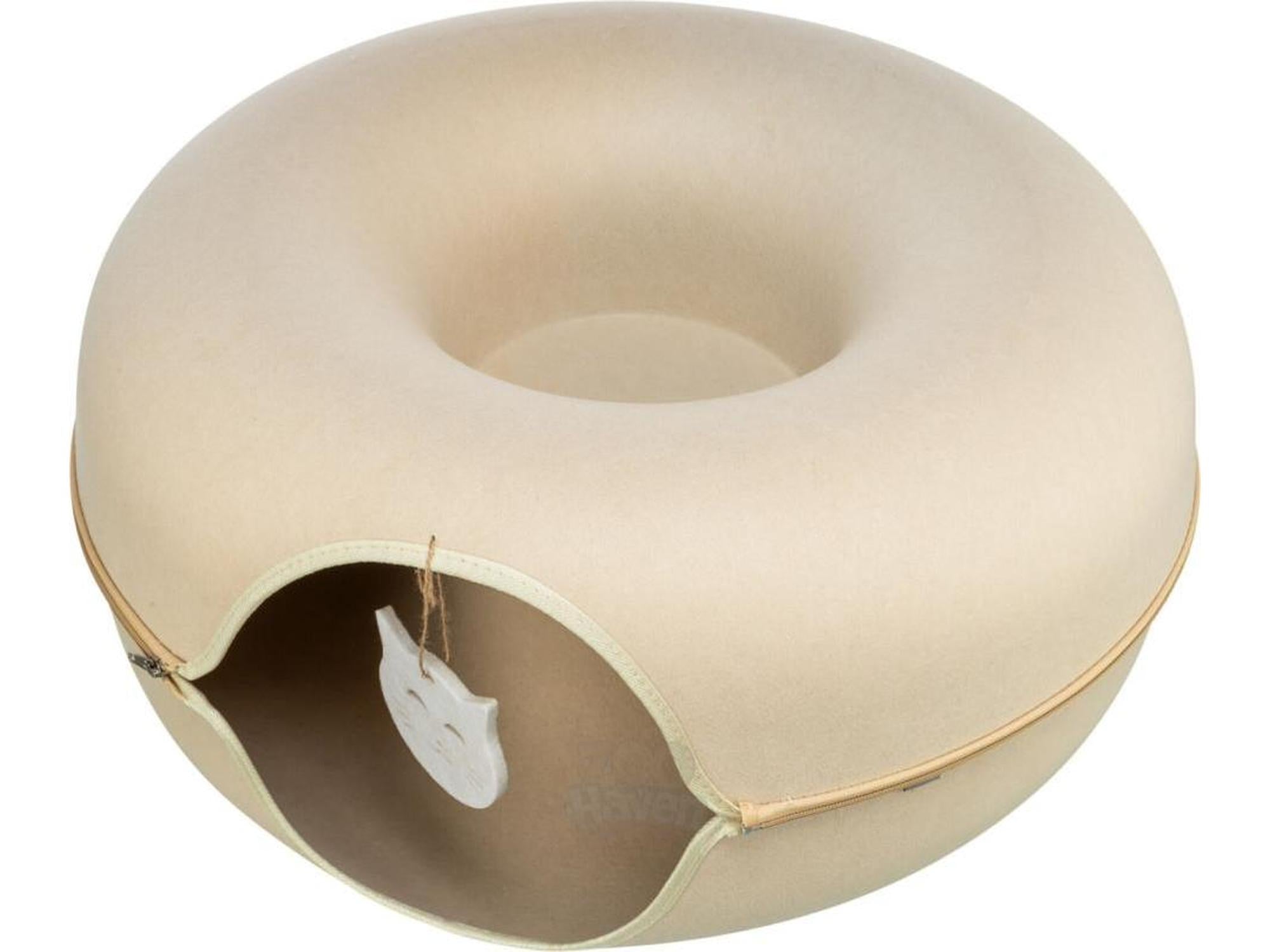Trixie Play Donut Kattetunnel i Filt Ø60 cm – Blå / Beige