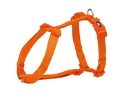 Trixie Premium H-sele i oransje webbing tape, størrelse L, med justerbare stropper og metallring.
