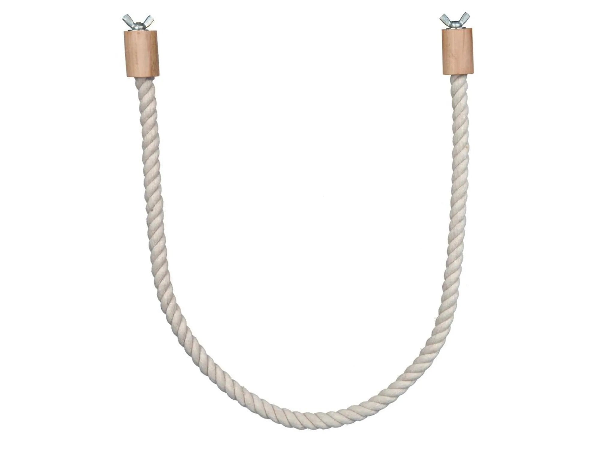 Trixie fleksibel sittepinne i tau av ren bomull, 66 cm, med tre- og metallbraketter.