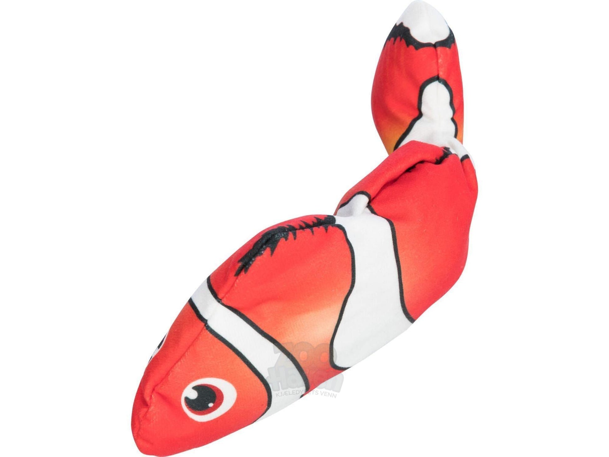 Rød og hvit Trixie Sprelle-Klovnefisk katteleke i plysj, 26cm.