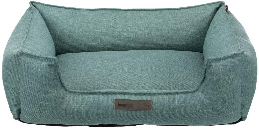 Elegant mintgrønn Trixie Talis hundeseng i vevd stoff med fast pute og moderne design.