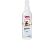 Trixie Untangle Spray 150 ml for hund, hvit flaske med bilde av en hund.